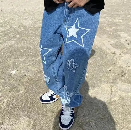 Japanese Brand Star Graphic Baggy Vintage Retro Jeans Pants Size US 32 / EU 48 - 2 Thumbnail