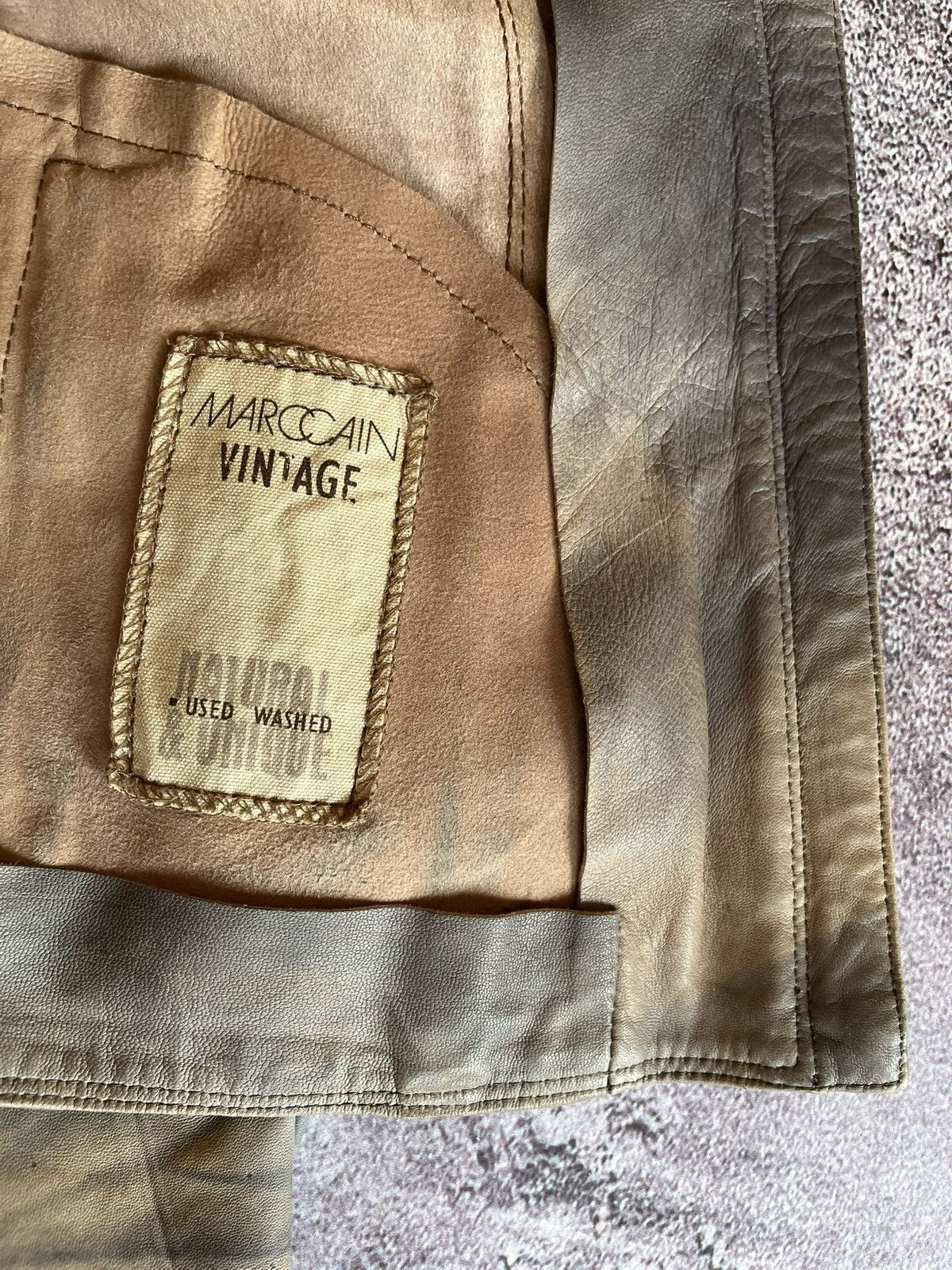 Leather Marc Cain Vintage "Used & Washed" Lamb Nappa Leather Jacket Size S / US 4 / IT 40 - 10 Thumbnail