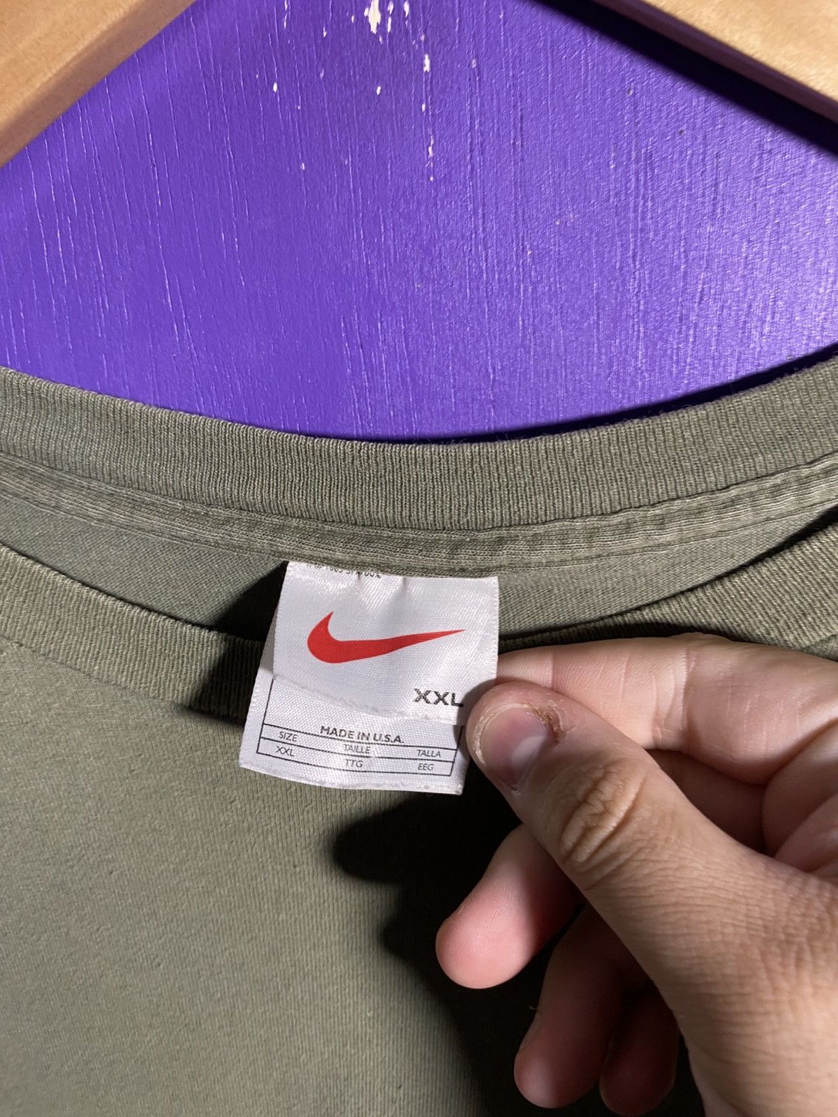 Nike × Vintage Vintage 90s Nike taupe brown essential swoosh t-shirt Size US XXL / EU 58 / 5 - 4 Thumbnail