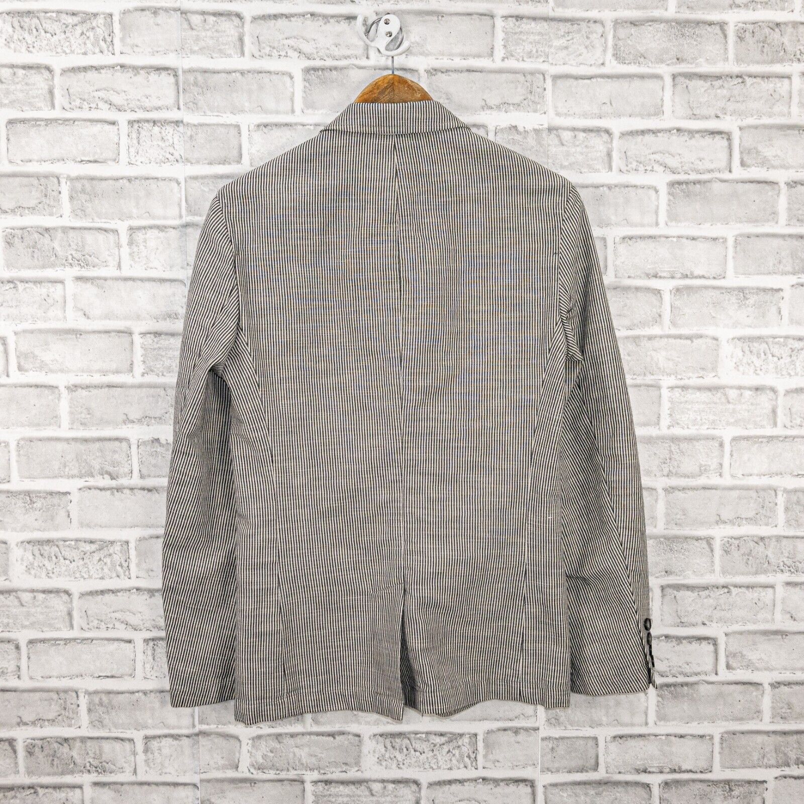 Mr Turk MR TURK 2 button Blazer Jacket white gray striped Cotton Size 36S - 3 Thumbnail