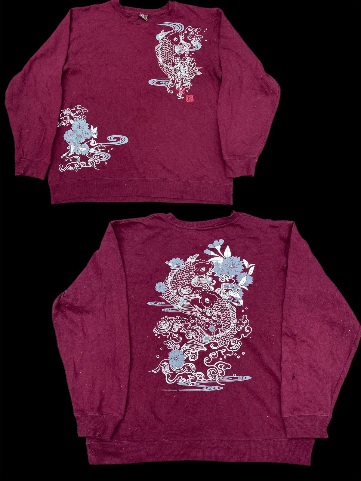 Japanese Brand × Vintage Vintage Sukajan Two Koi Sweatshirt Size US XL / EU 56 / 4 - 1 Thumbnail