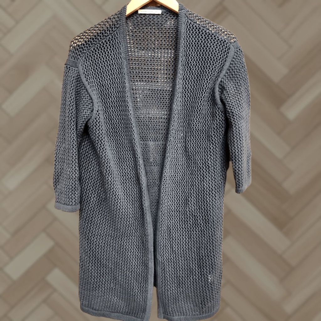 Marine Layer VINTAGE MARINE LAYER Blue Cardigan Knit Sweater XS/S Women Open Front Raglan Sleeve 100% Cotton Striped Casual New title: Size XS / US 0-2 / IT 36-38 - 1 Thumbnail