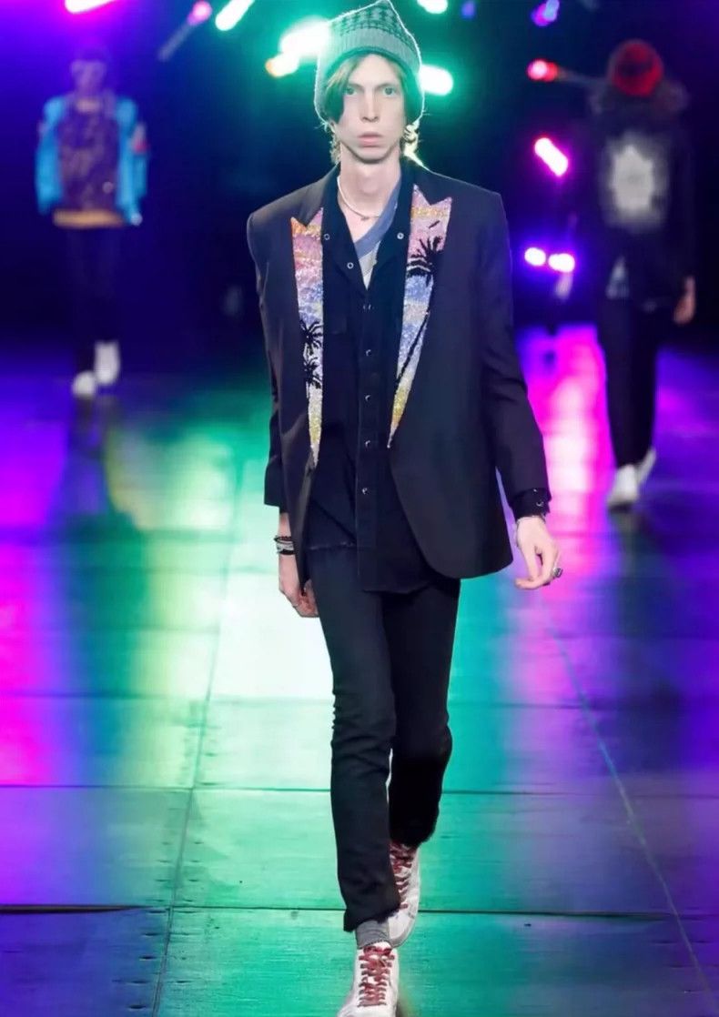 Saint Laurent Paris Saint Laurent Paris16SS Cat's Eye Fringed Destruction Shir Size US M / EU 48-50 / 2 - 6 Thumbnail