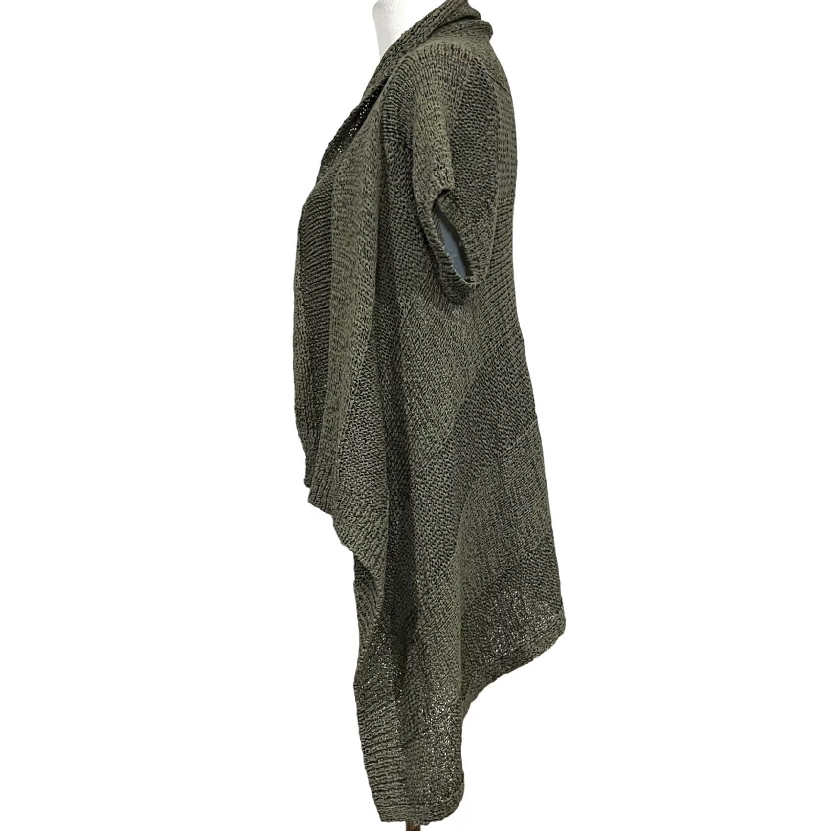 Vintage Elena Solano Cardigan Sweater Green Short Sleeve Open Front Loose Knit Womens 1X Size XL / US 12-14 / IT 48-50 - 3 Thumbnail