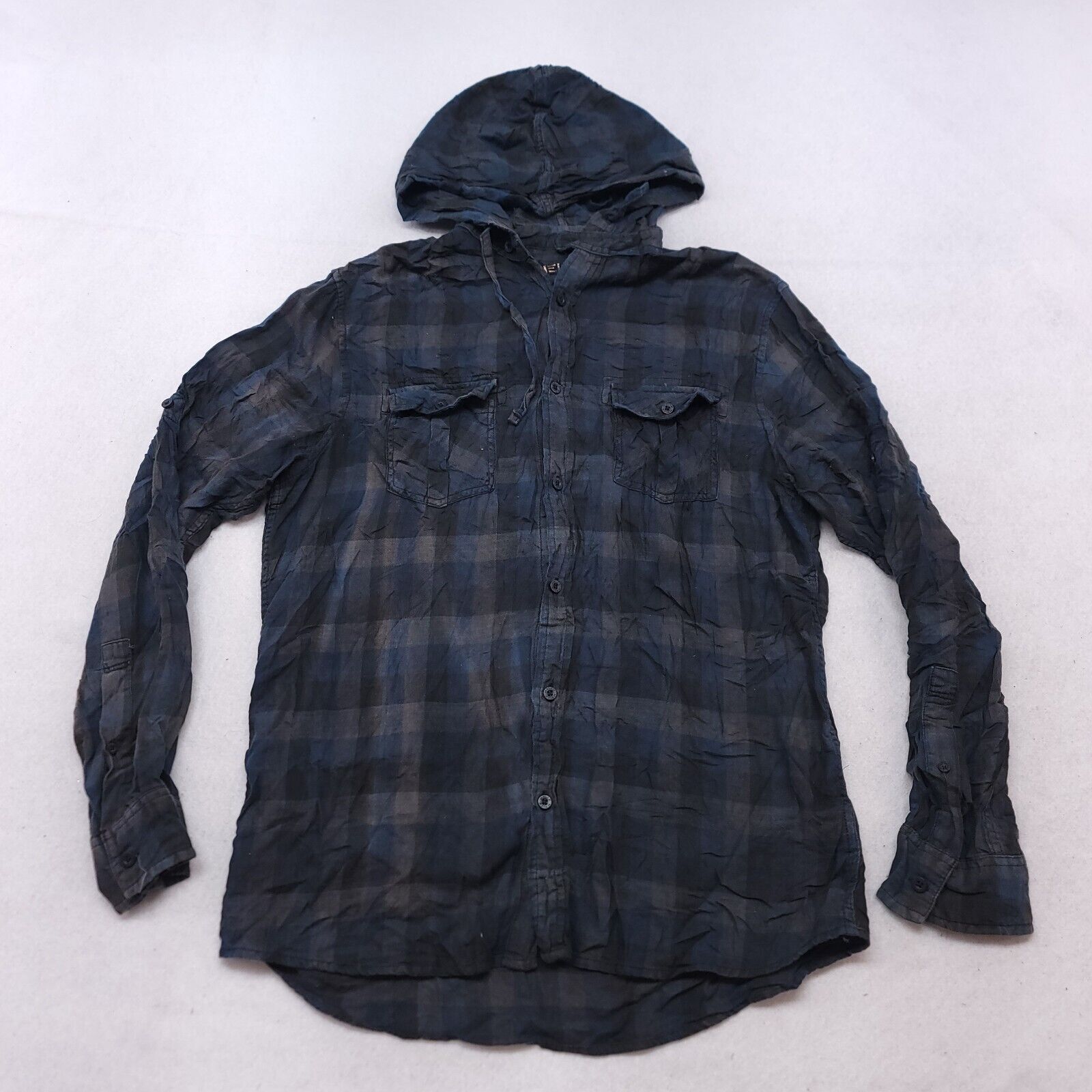 Helix Helix Casual Button Up Hoodie Mens Size Large L Blue Plaid Size US L / EU 52-54 / 3 - 2 Thumbnail