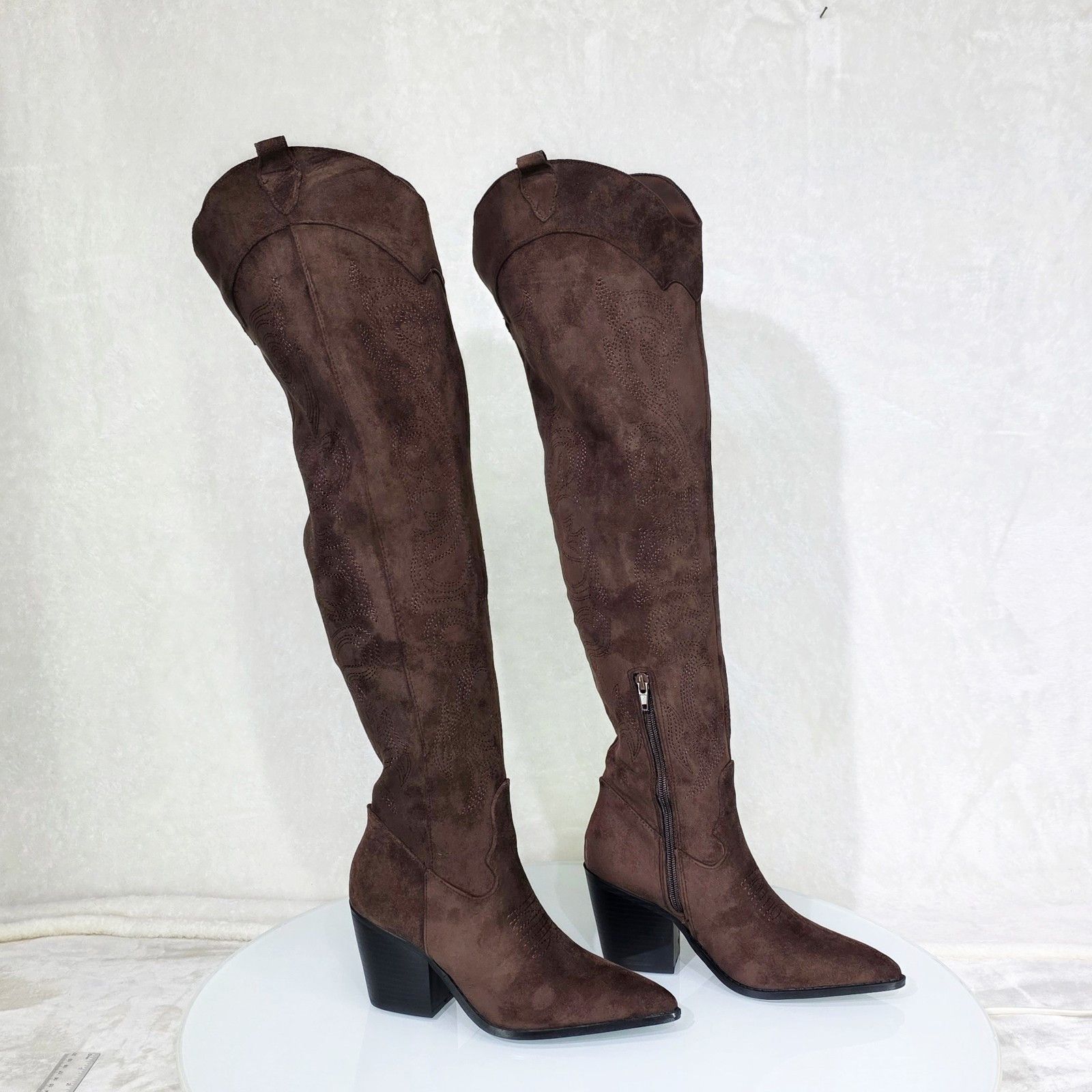 Other Primal 2 Country Western Sexy Brown Faux Suede OTK Thigh Hig Size US 8 / IT 38 - 7 Thumbnail