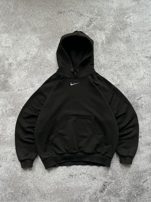 Nike Vintage Nike Y2K Black Hoodie Center Swoosh Logo Rare Grailed