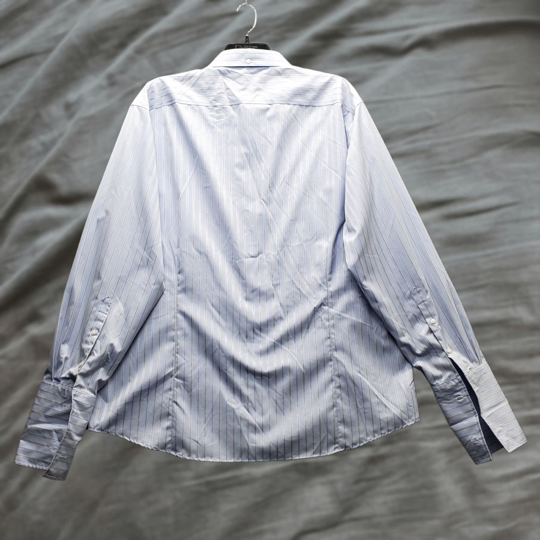 Egara Egara Dress Shirt Mens 3X Multicolor Pinstripe Non-Iron French Cuff Collared Button Up Size 48R - 1 Thumbnail