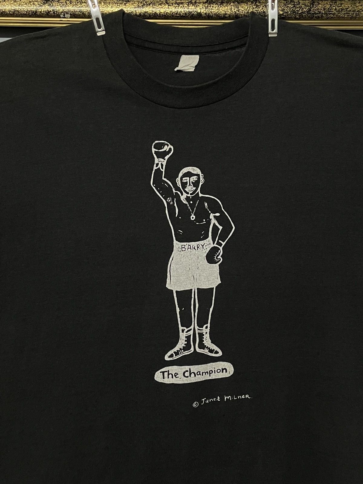 Vintage Vintage 90s Janet Milner Art Boxing Barry Single Stitch Tee Size US L / EU 52-54 / 3 - 3 Thumbnail