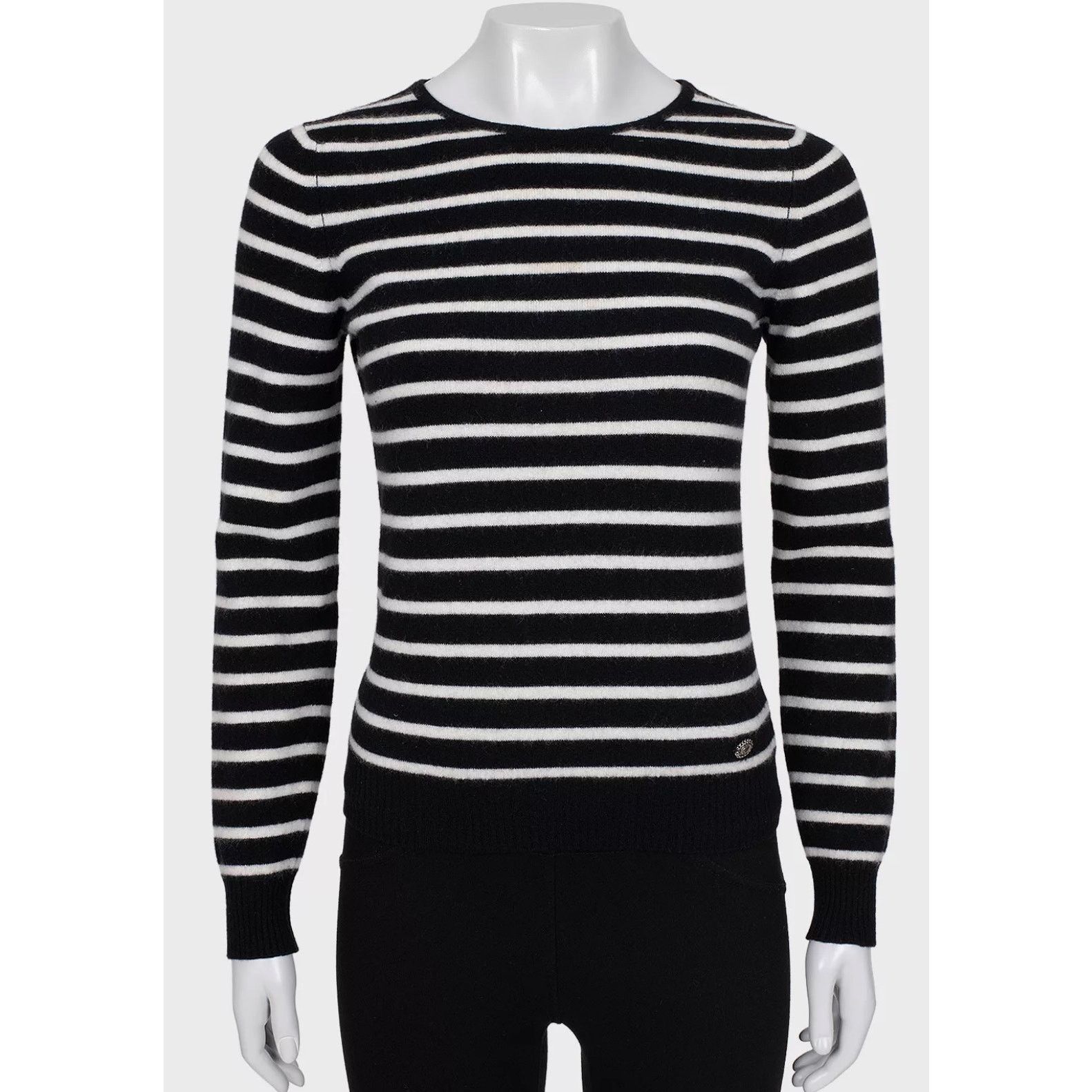 Chanel Chanel Striped Short-Pile Knit Sweater - Size S Size S / US 4 / IT 40 - 1 Thumbnail