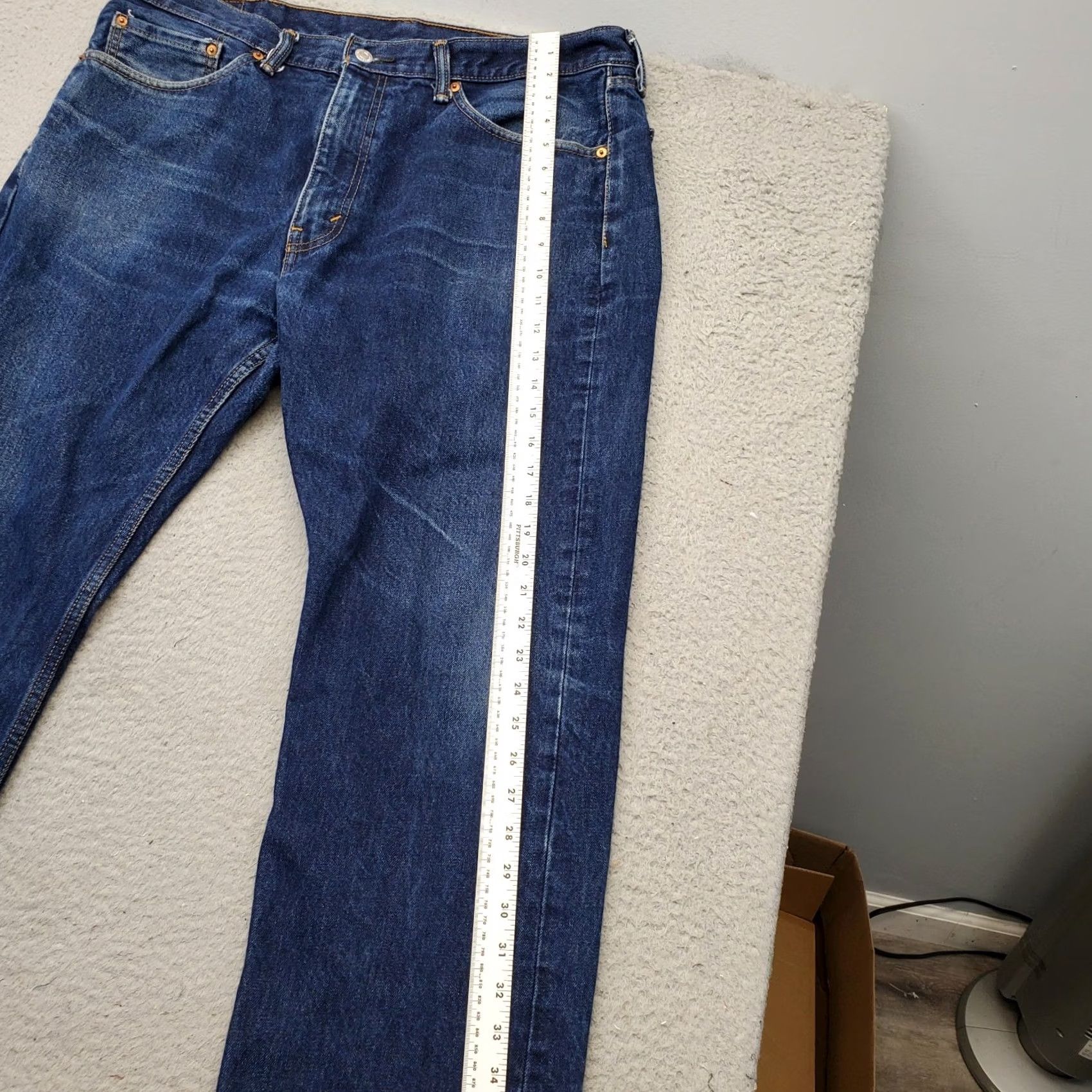 Levi's Levi's 505 Straight Jeans Mens 38 Blue Denim Stretch 5-Pocket Design Regular Waist 28.5 Inseam Size US 38 / EU 54 - 3 Thumbnail