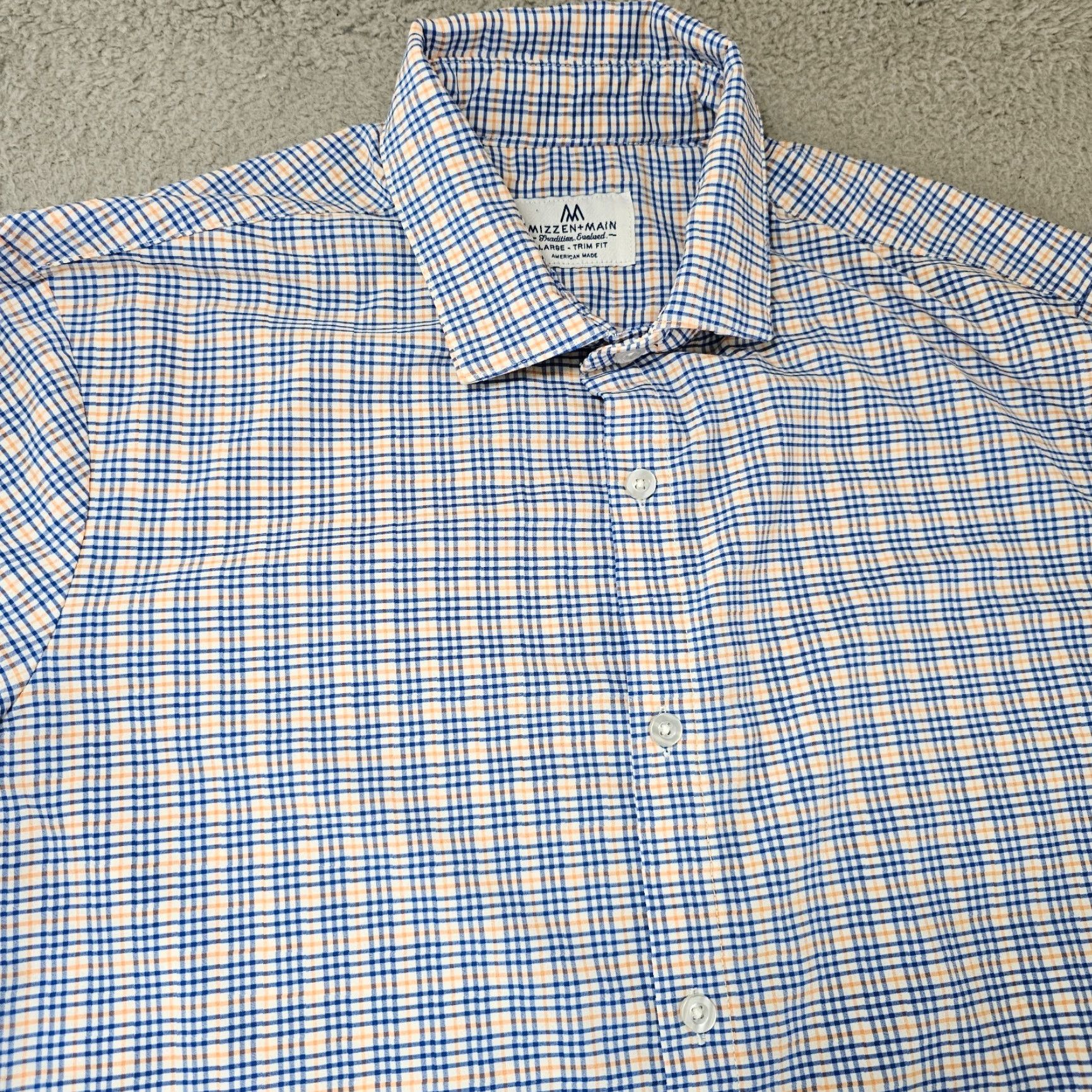 Mizzen+Main Mizzen+Main Dress Shirt Mens Large Blue Check Button-Up Collared Long Sleeve Size 42R - 3 Thumbnail