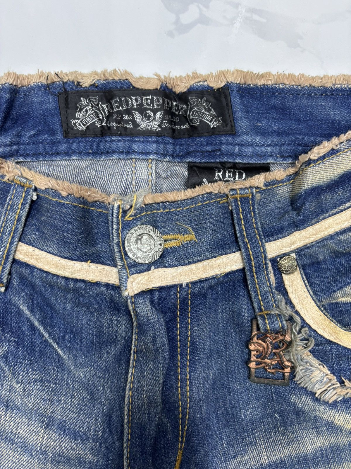 If Six Was Nine 🔥RED PEPPER Rusty Mud Wash Flared Jean Distressed Denim Size US 32 / EU 48 - 11 Thumbnail