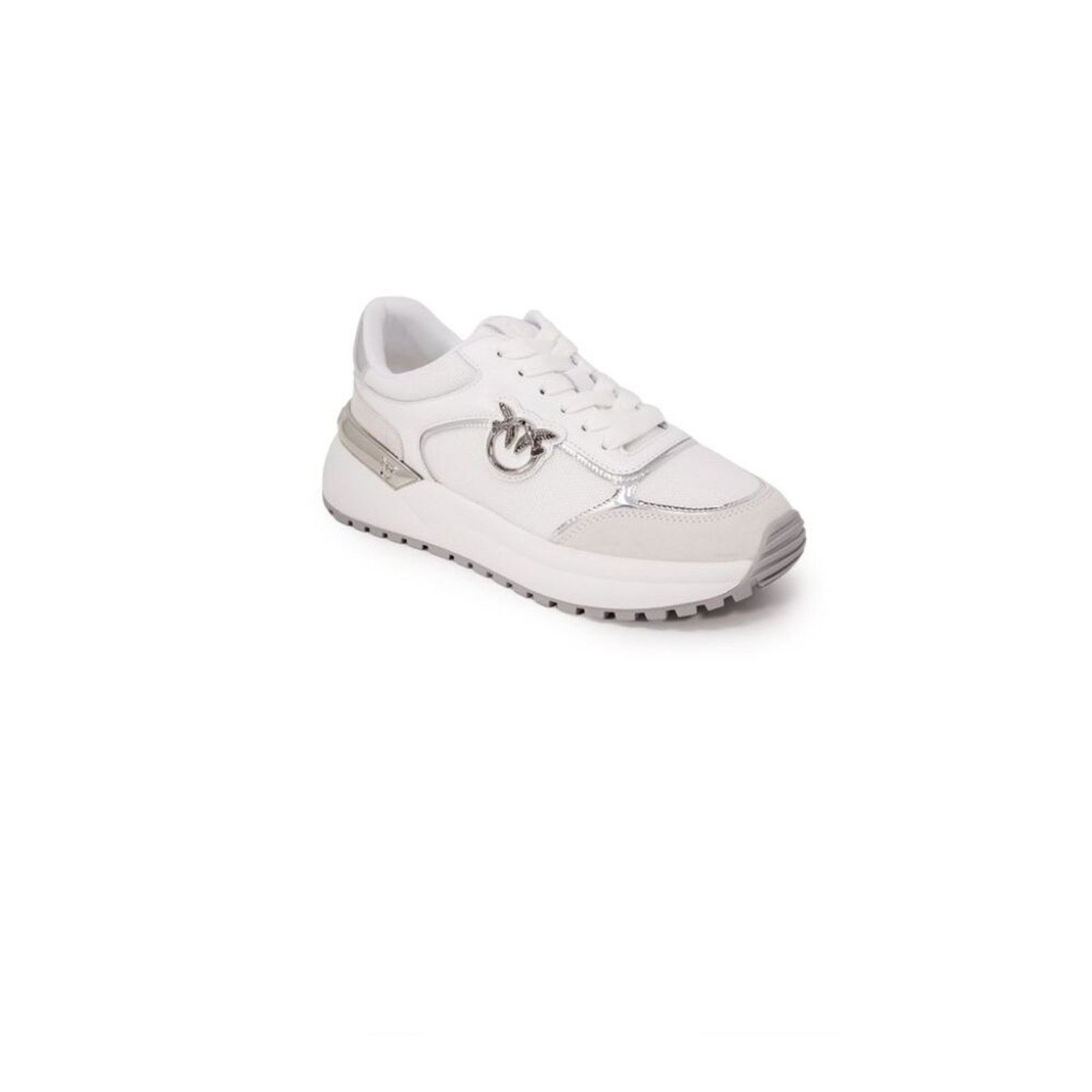 Pinko PINKO White & Silver Leather Women's Designer Sneakers Size US 8 / IT 38 - 1 Thumbnail