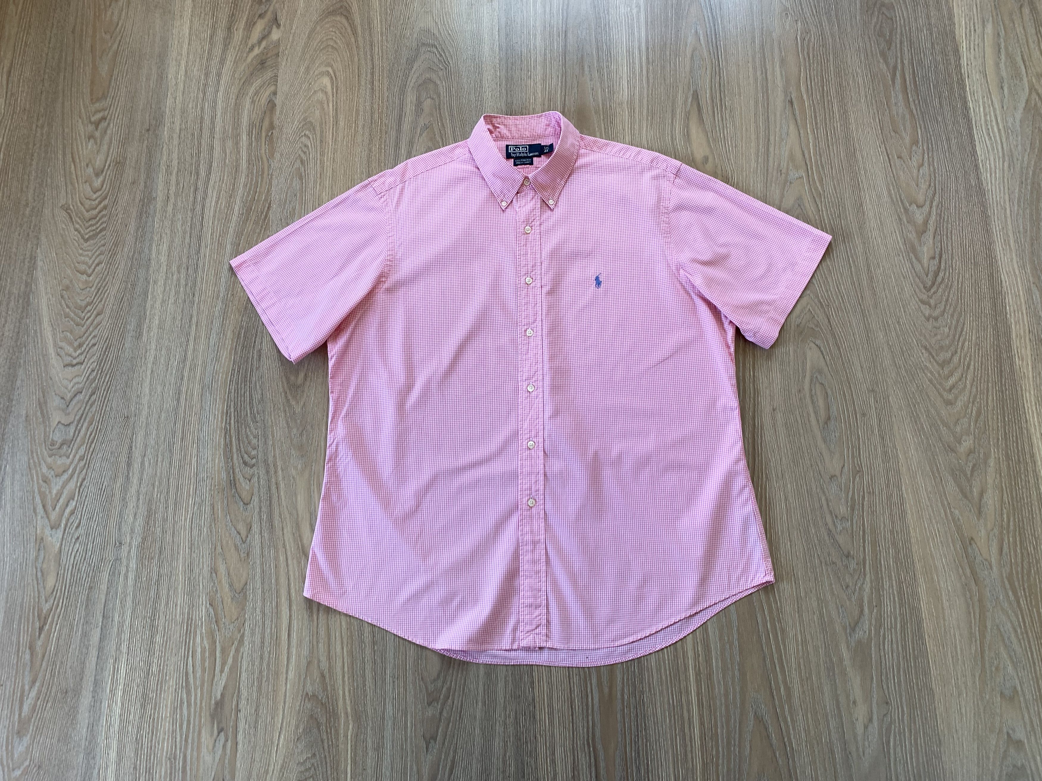 Polo Ralph Lauren × Ralph Lauren × Vintage Polo Ralph Lauren Pink Custom Fit Dress Short Sleeve Shirt Size US S / EU 44-46 / 1 - 1 Thumbnail
