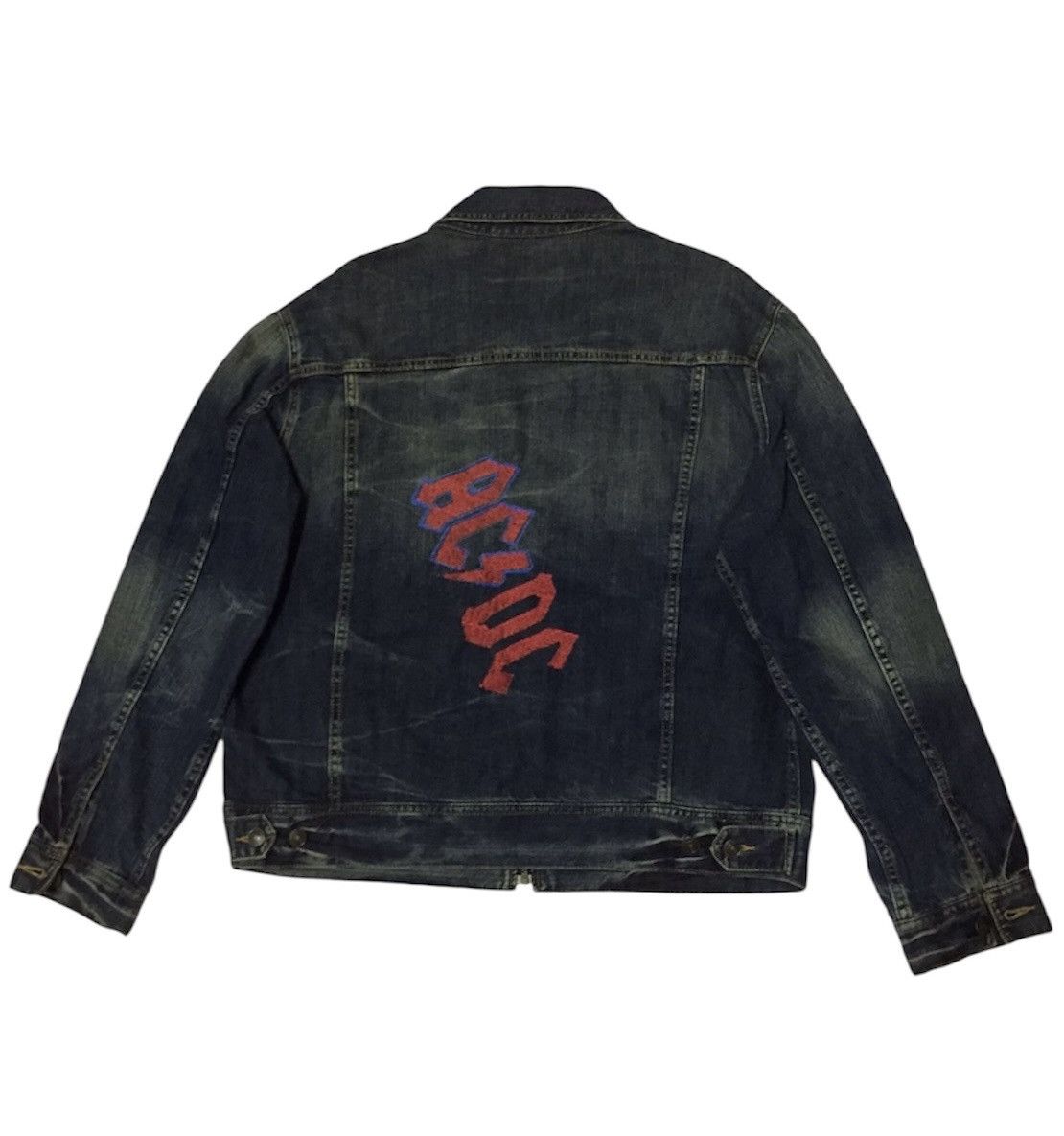 ACDC ROCK BAND EMBROIDERY DENIM ZIPPER JEANS JACKET