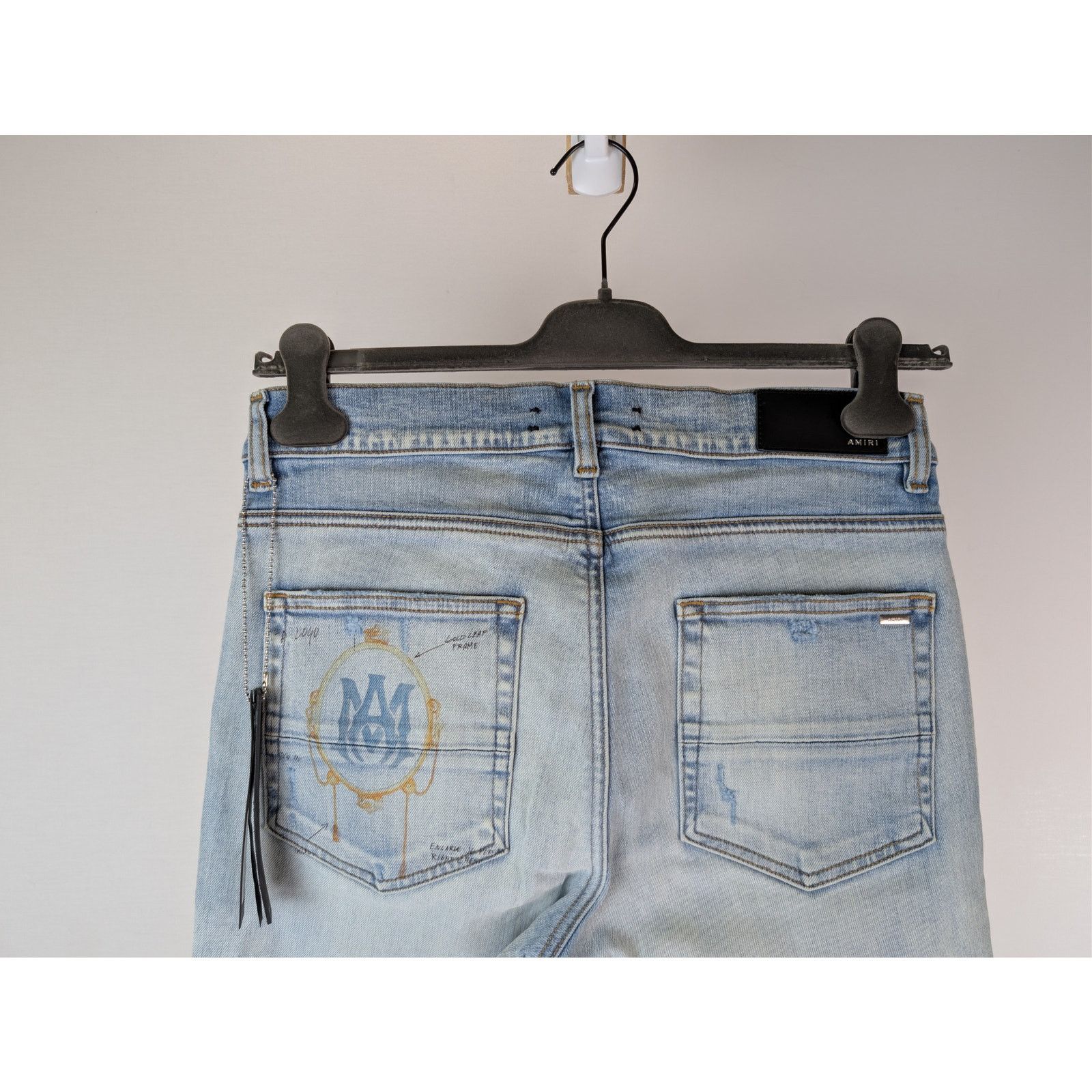 Amiri o1rshd1 Zig Zag Jean Denim Jeans in Light Indigo 34 Size US 34 / EU 50 - 13 Thumbnail
