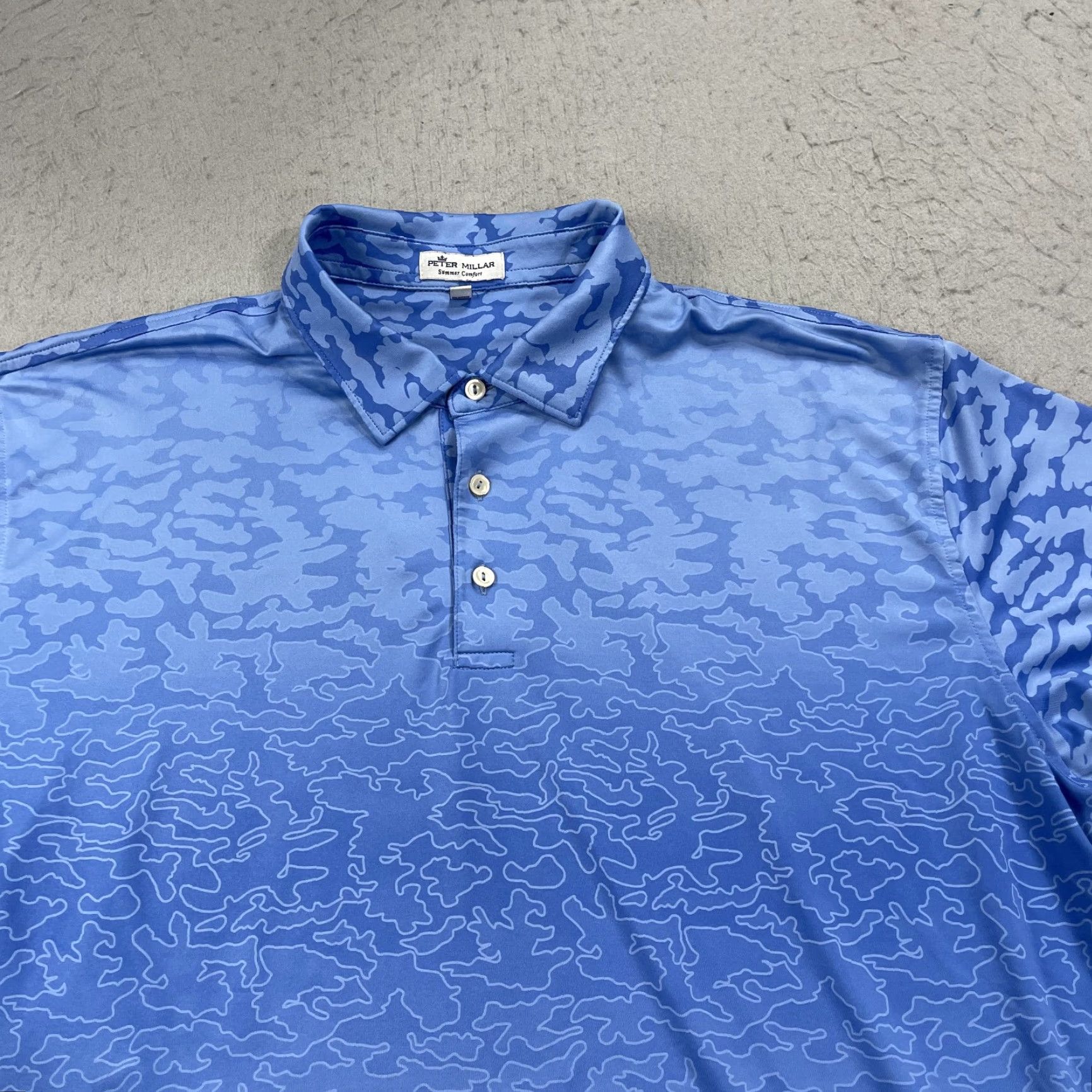 Peter Millar Peter Millar Polo Shirt Mens XL Blue Golf Summer Comfort Camouflage Ombre Loud No Logo Size US XL / EU 56 / 4 - 2 Thumbnail