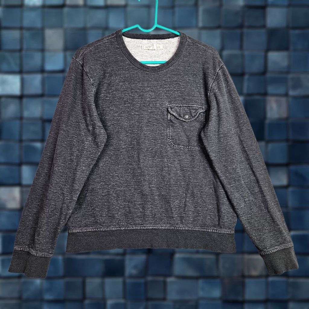 Outerknown OUTERKNOWN Sweatshirt Pullover Mens Dark Grey Size L Crew Neck Fleece Regular Color Gray Logo Accents Zipper All Seasons Size US L / EU 52-54 / 3 - 1 Thumbnail