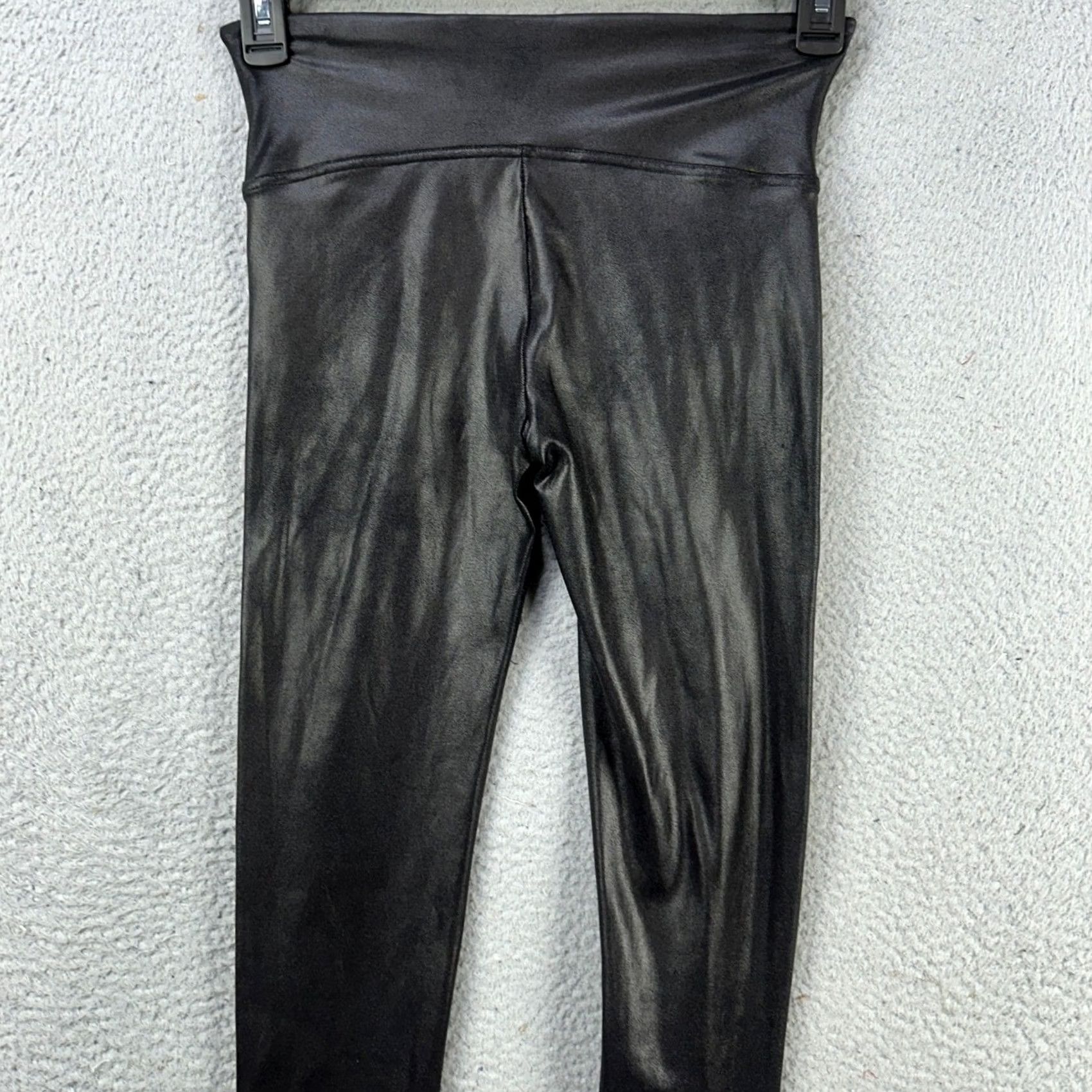 Spanx Spanx Faux Leather Pants Legging Womens Medium Black White Mid-Waist Stretch Leggings Size 32" / US 10 / IT 46 - 2 Thumbnail