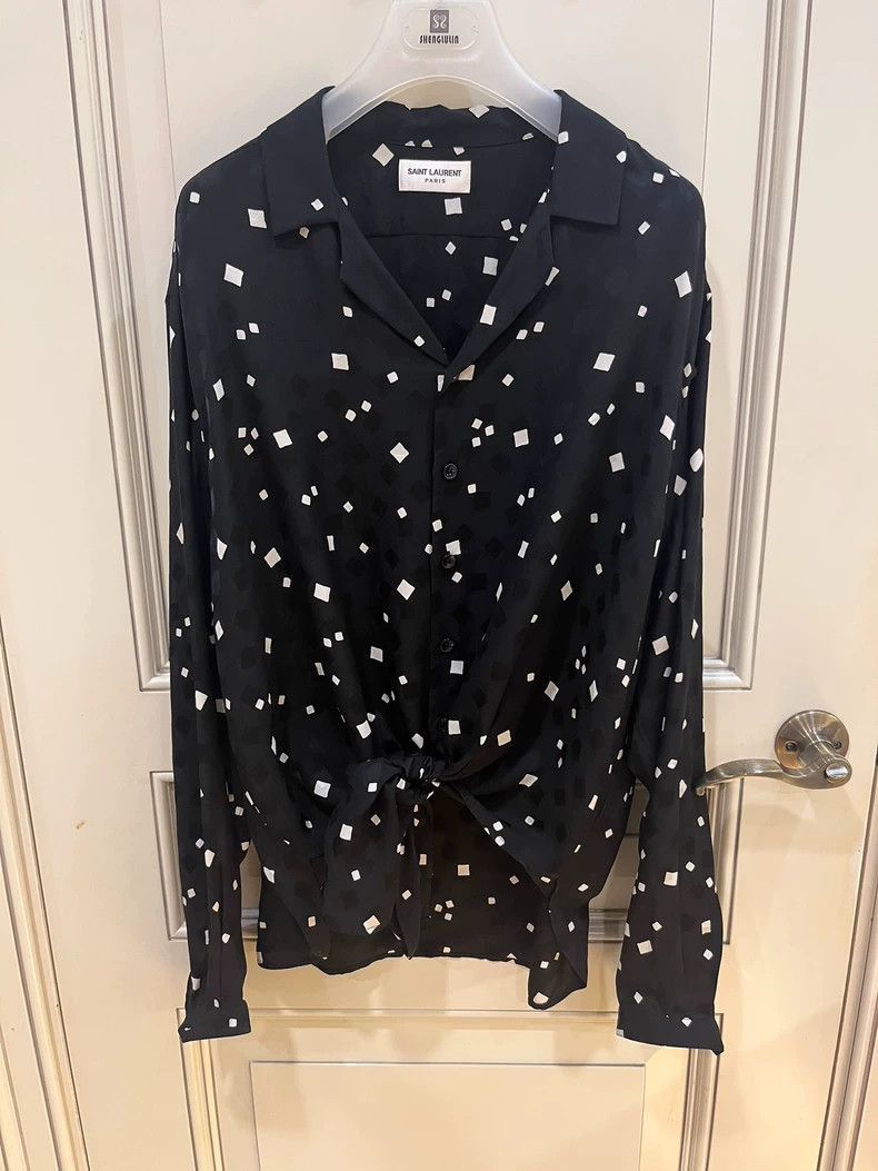 Saint Laurent Paris stunning black silk shirt with unique pattern-2507 Size US M / EU 48-50 / 2 - 8 Thumbnail