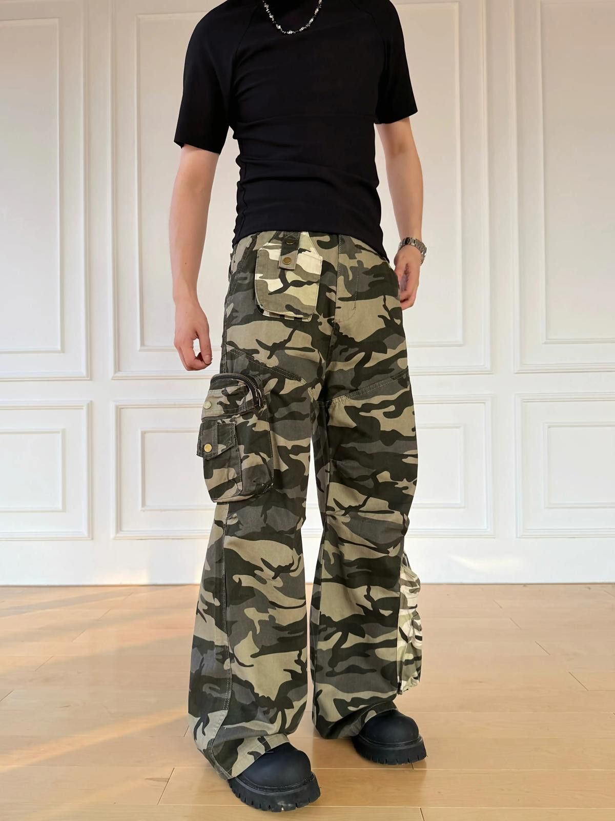 Other Green Camouflage Cargo Pants, Loose Fit Pants Size US 32 / EU 48 - 2 Thumbnail