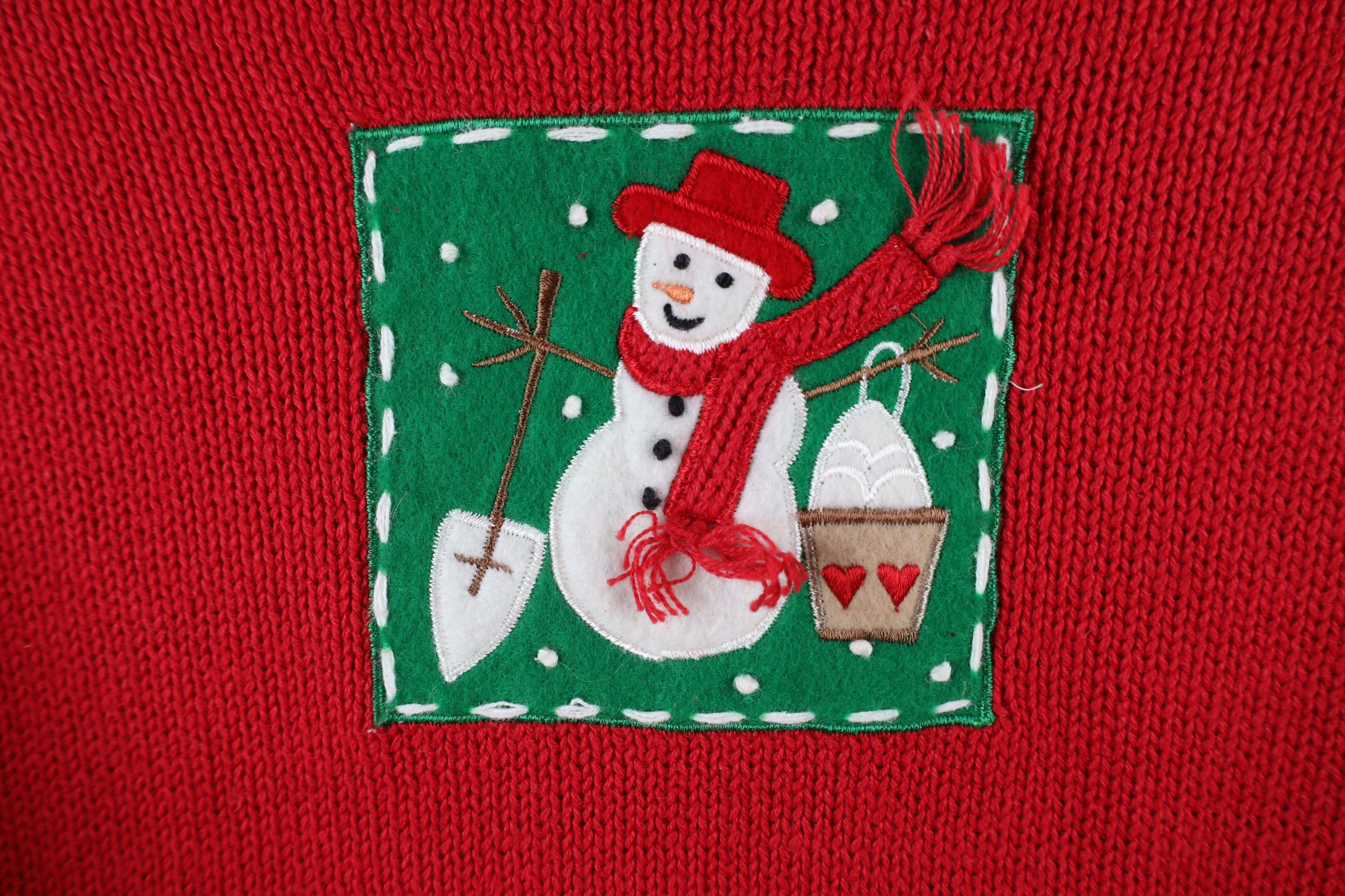 Vintage Vintage 90s Streetwear Snowman Patchwork Cardigan Sweater Size XL / US 12-14 / IT 48-50 - 11 Thumbnail