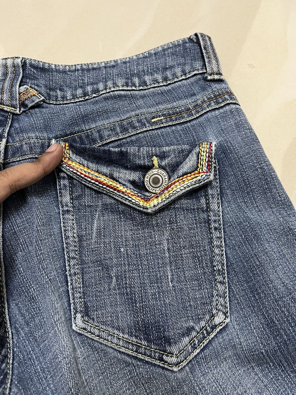 Japanese Brand Flare Jeans rainbow pocket denim distressed low rise Size US 28 / EU 44 - 3 Thumbnail