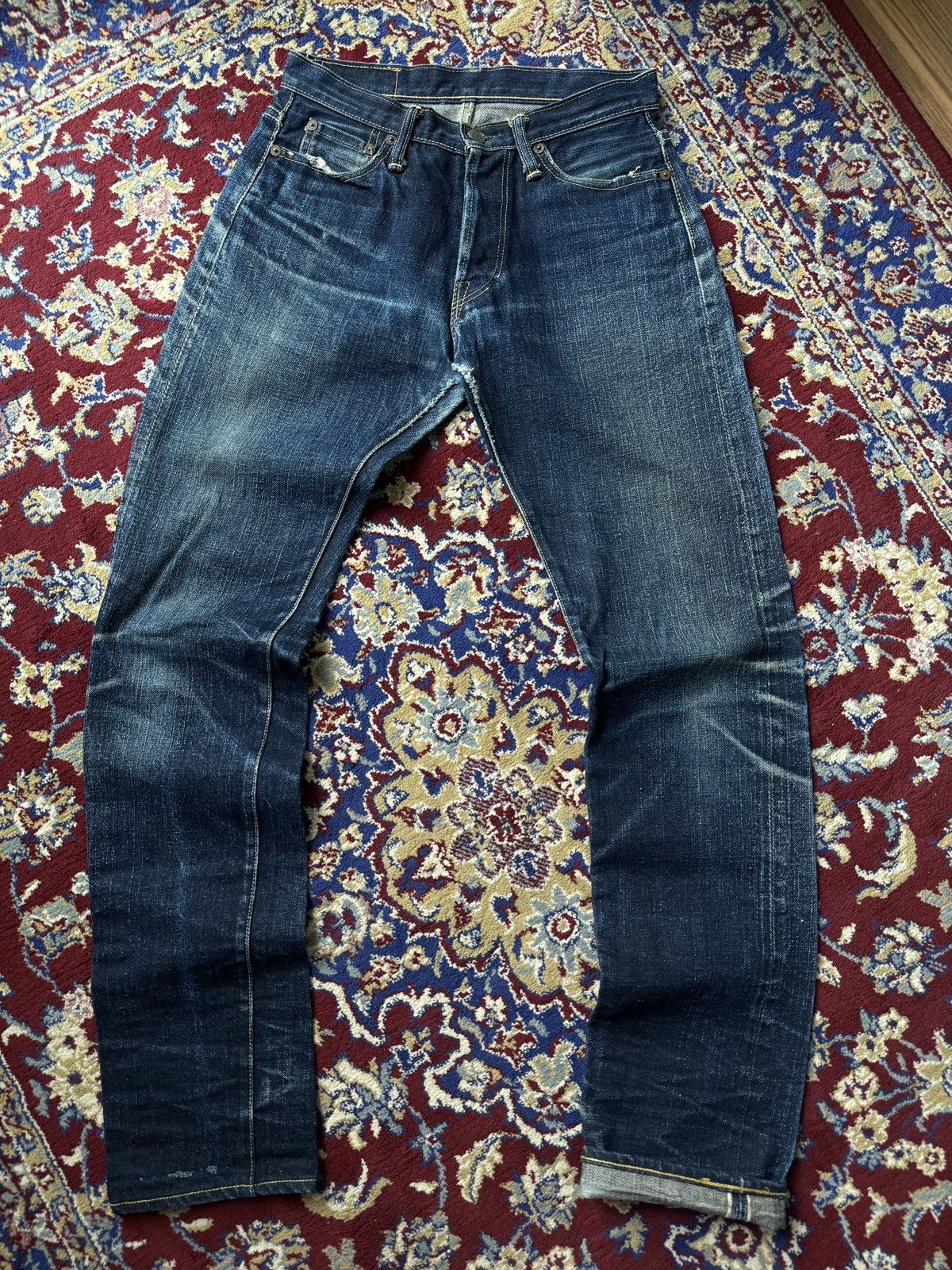 The Flat Head The Flat Head 3002 Golden Selvedge Raw denim faded jeans Size US 29 - 1 Thumbnail