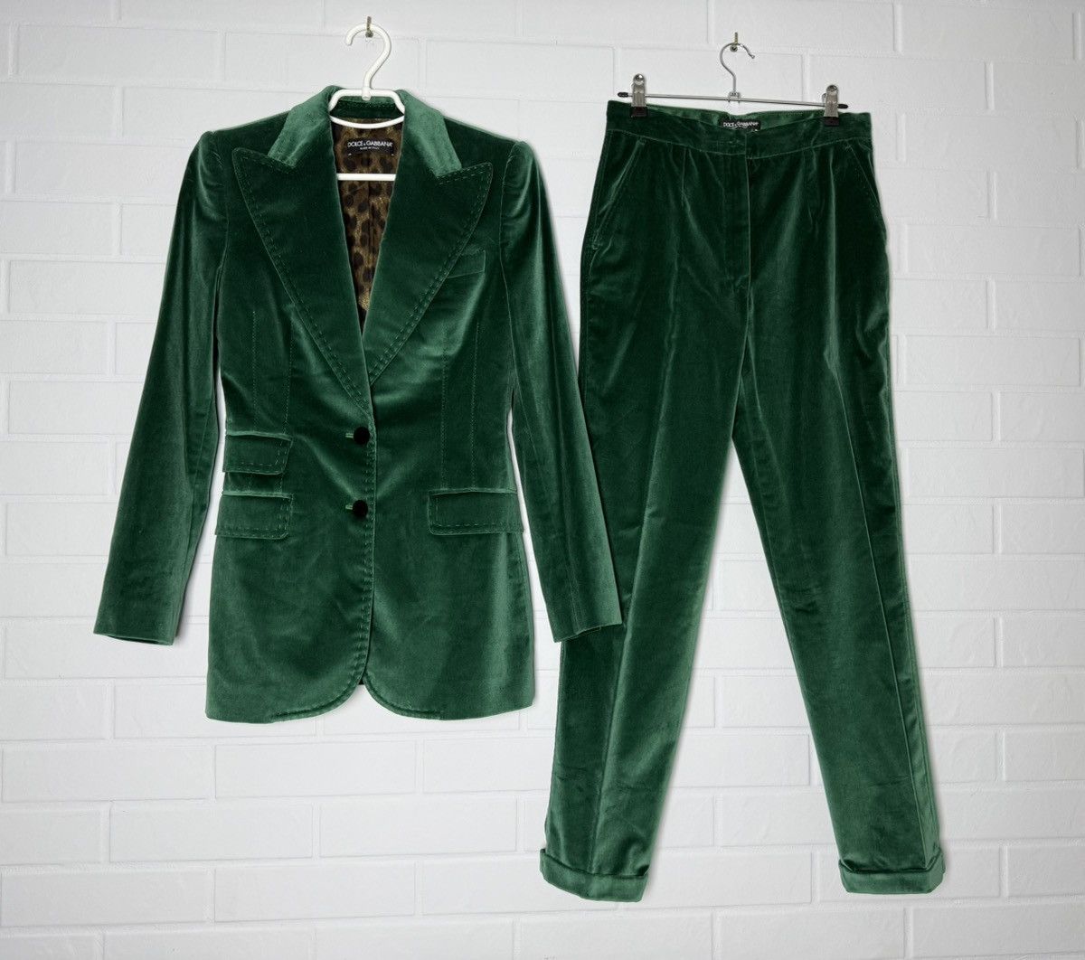 Dolce & Gabbana Dolce & Gabbana Velour Trouser Suit Green IT 40-42 US 4-6 Size XS / US 0-2 / IT 36-38 - 2 Thumbnail