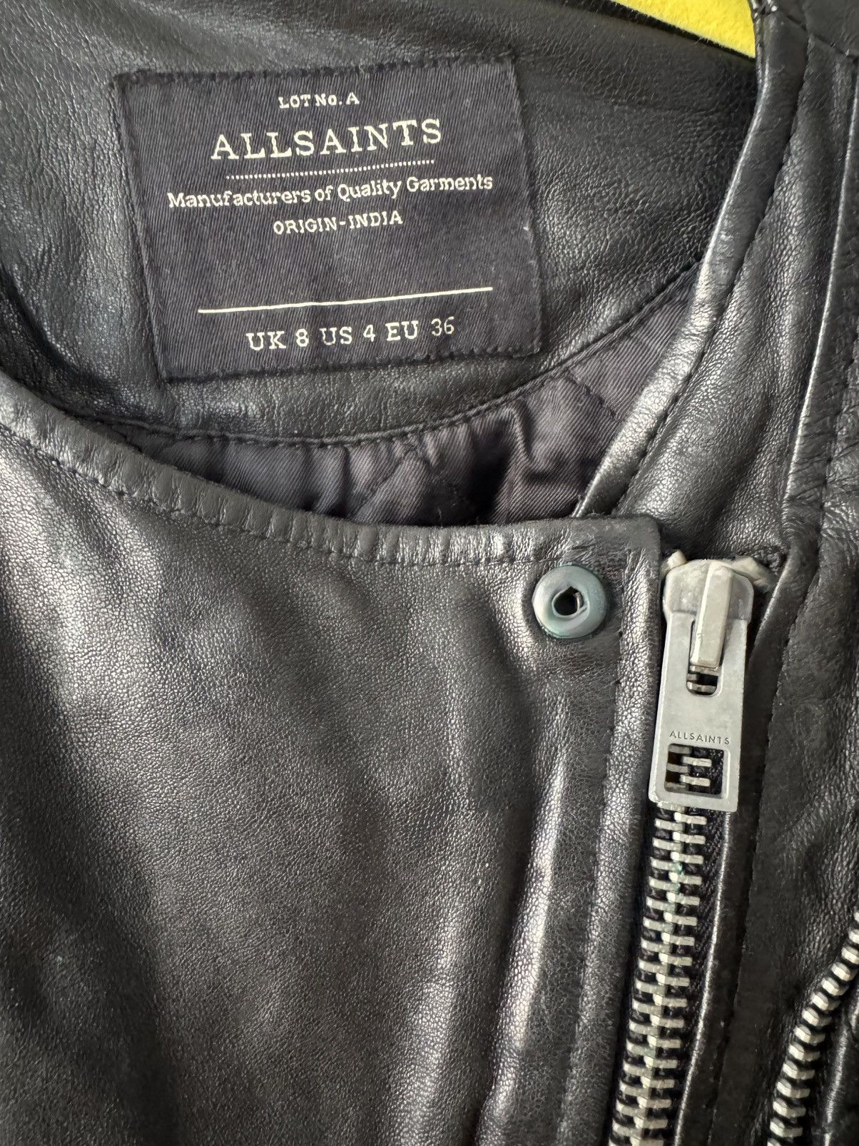 Allsaints All Saints Black Leather Jacket with Quilted Sleeves Size S / US 4 / IT 40 - 12 Thumbnail