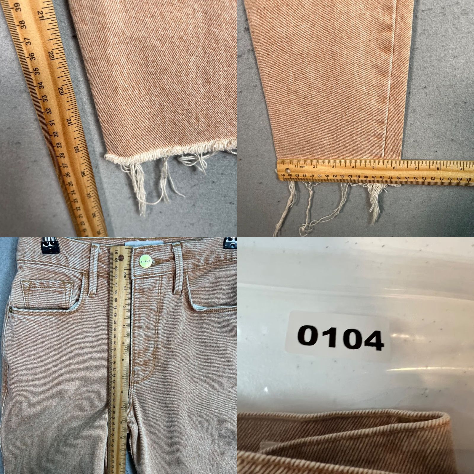 Frame VINTAGE FRAME Le Sylvie Slender Straight Jeans Adult Womens 24 Sand Cotton Blend Size 42" / US 20 - 8 Thumbnail