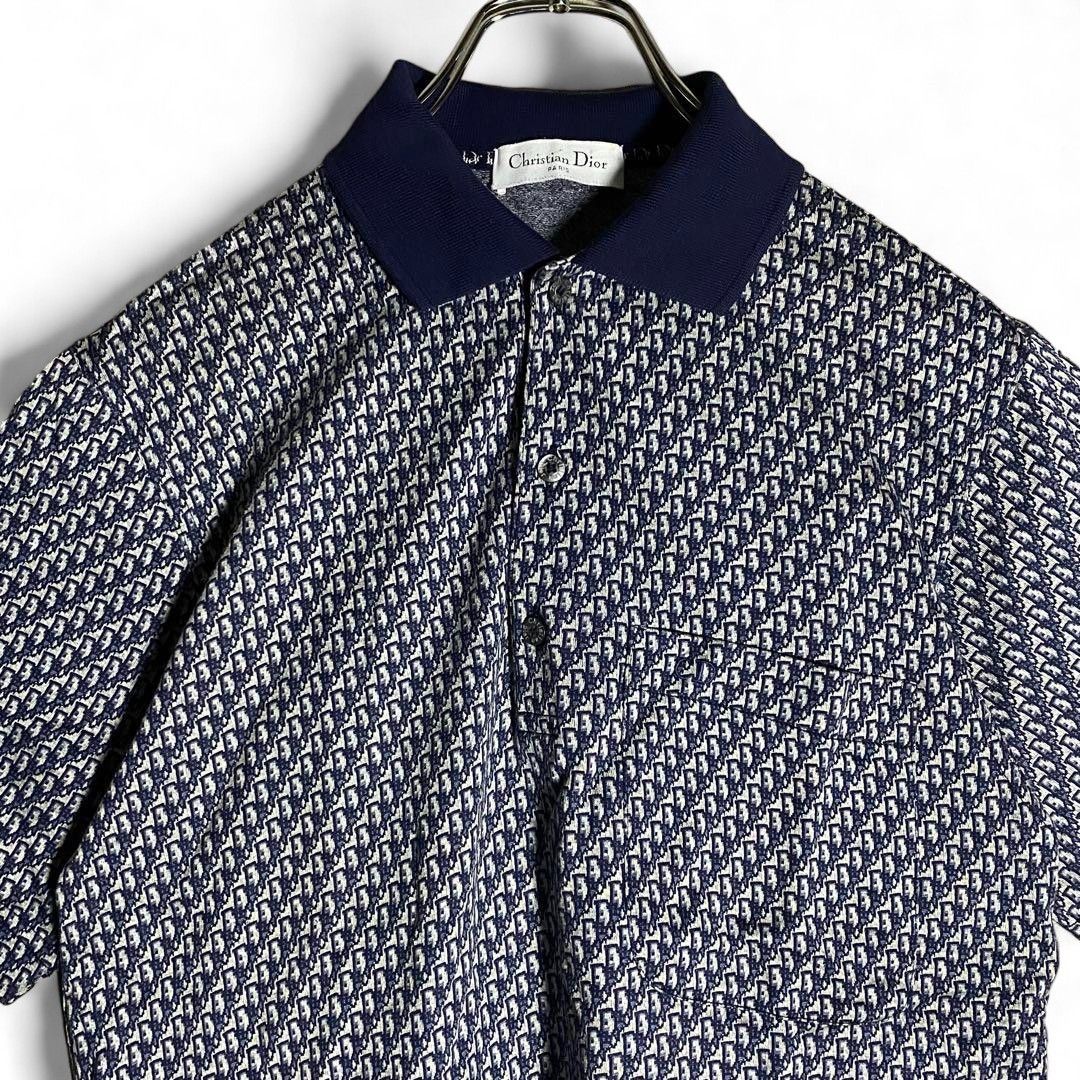 Dior Dior - Monogram Silk Polo Shirt Navy Size US S / EU 44-46 / 1 - 3 Thumbnail