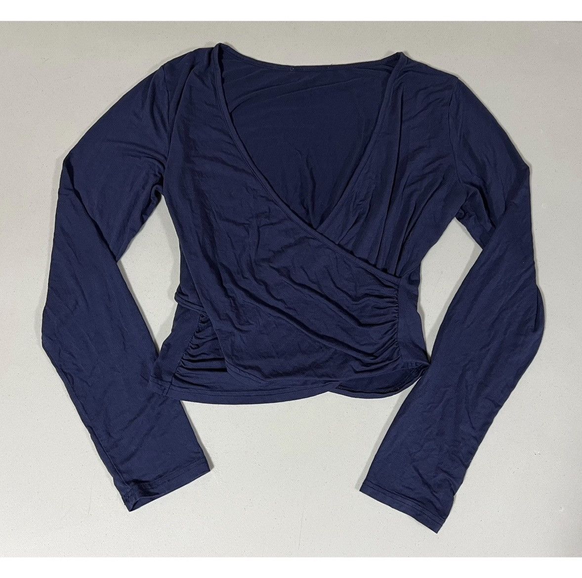 Japanese Brand Navy Blue Ruched Long Sleeve Shirt Top Blouse Tee Size S 💙✨ Size S / US 4 / IT 40 - 1 Thumbnail