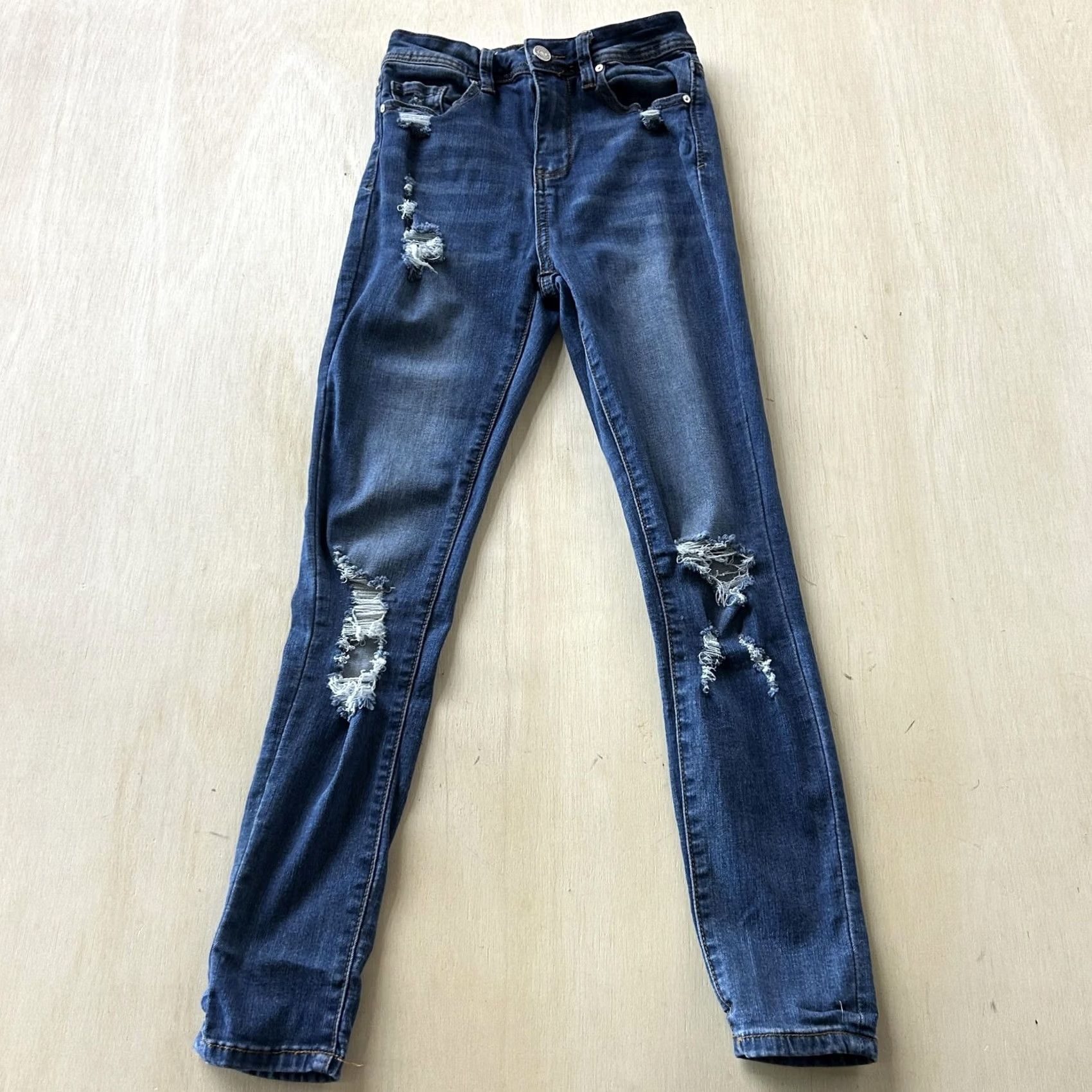 Denime Indigo Rein Jeans Womens 3 Medium Wash Blue Skinny Distressed Stretch Denim Size 26" / US 2 / IT 38 - 2 Thumbnail