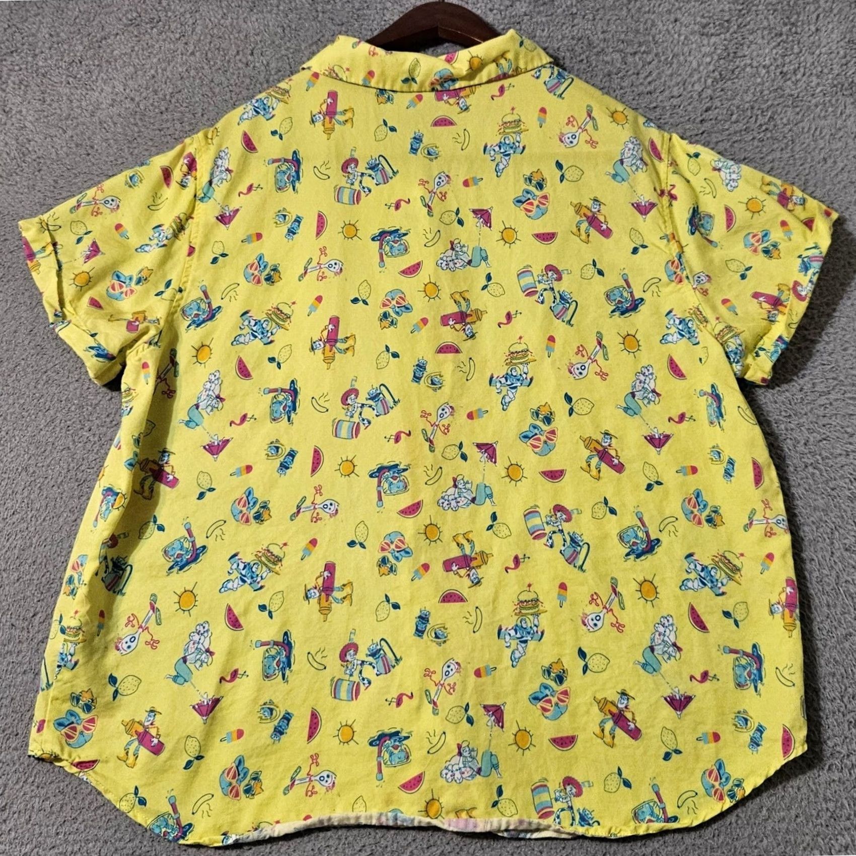 Disney Disney Toy Story Womens Button Up Shirt XL Yellow Print Size XL / US 12-14 / IT 48-50 - 3 Thumbnail