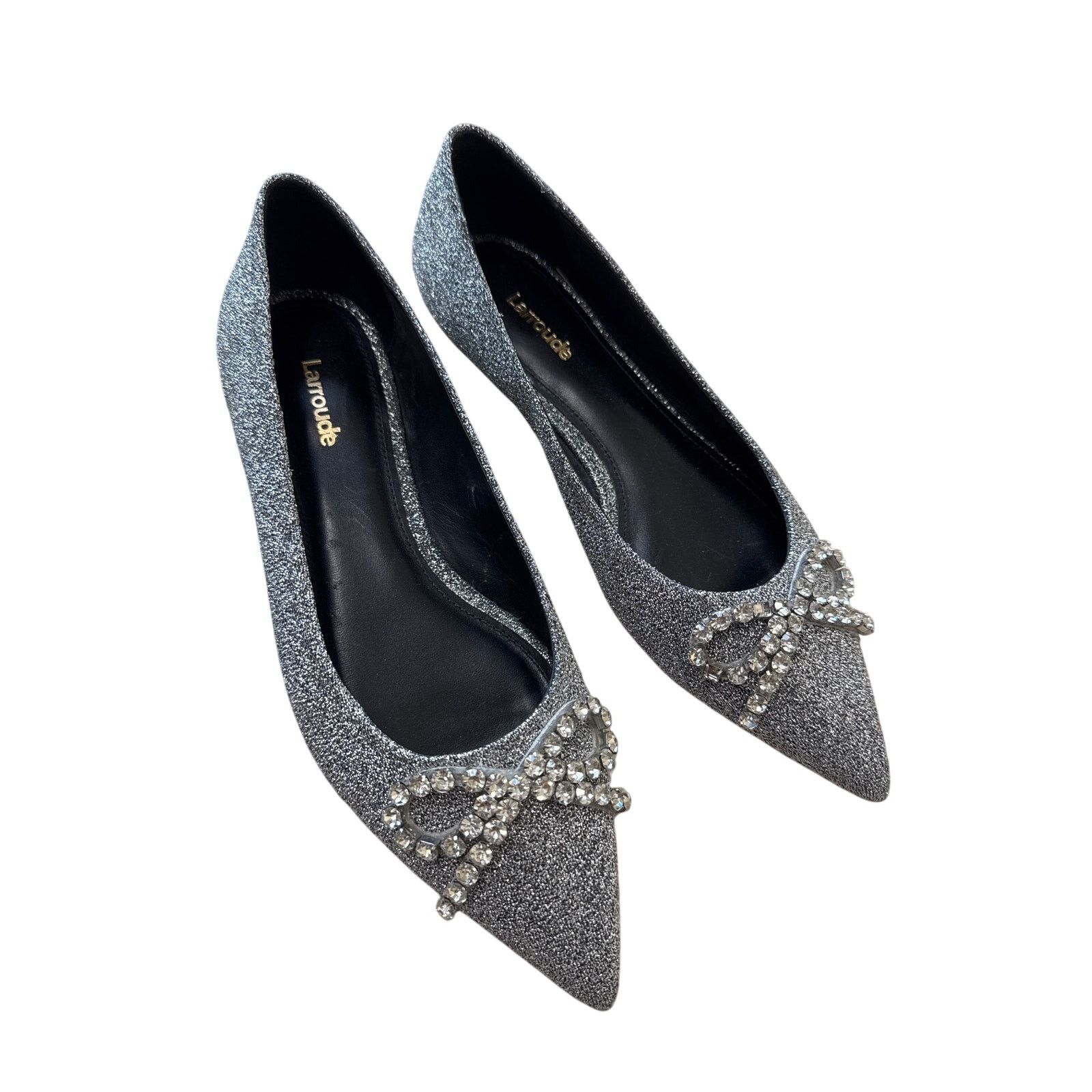 Other LARROUDE Anthropologie "Lee" Flat Silver with Crystal Bow Size US 8 / IT 38 - 2 Thumbnail