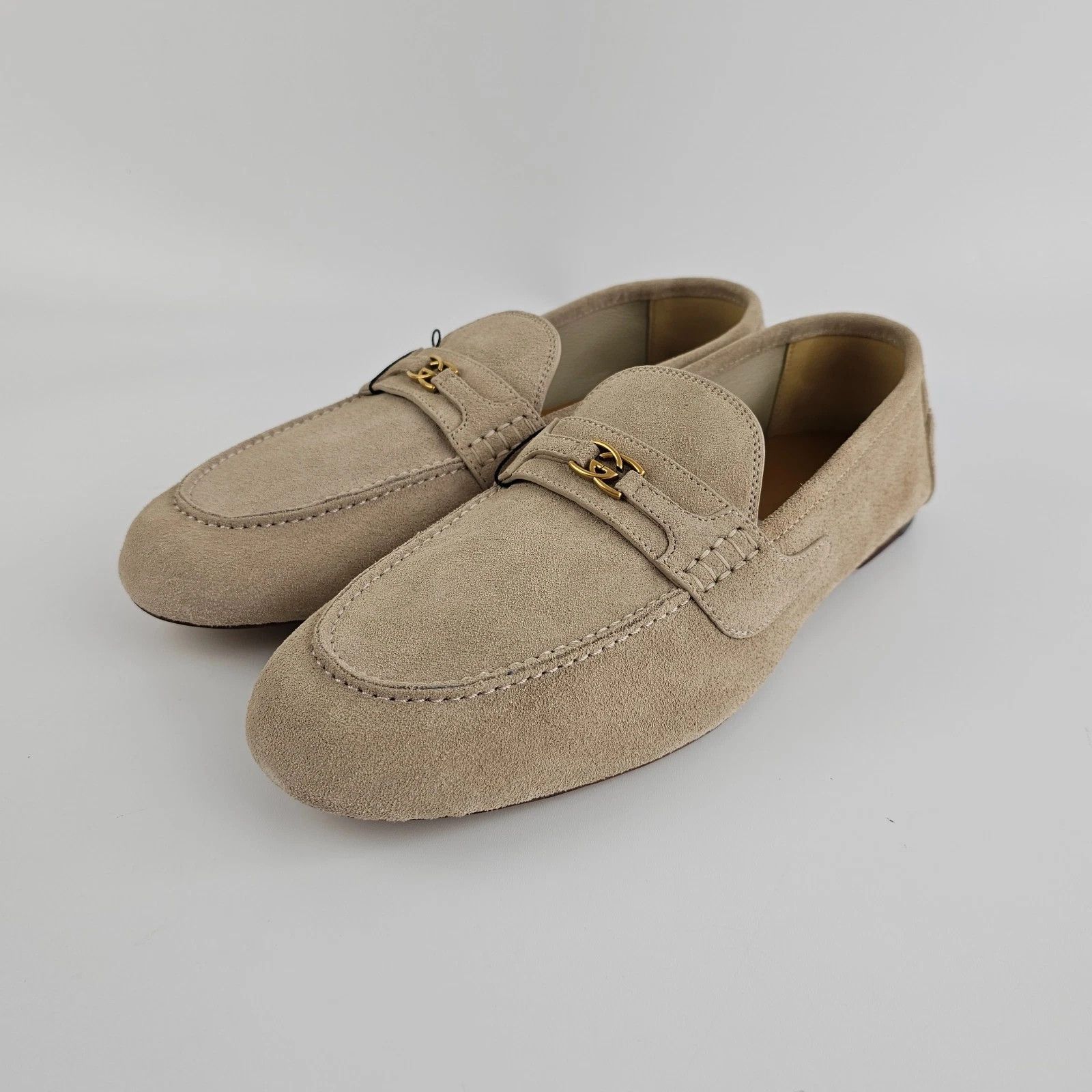 GUCCI San Andres Men's Oatmeal Suede Loafers New Auth.