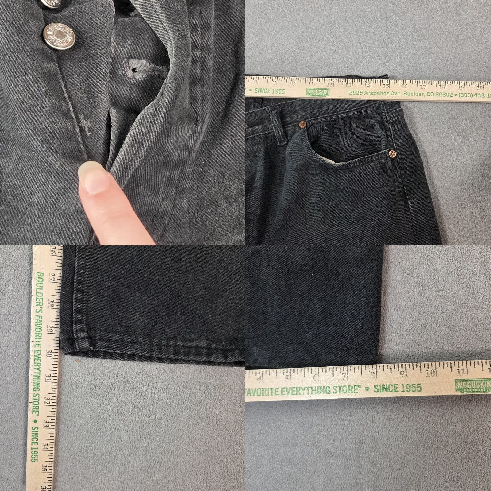 Levi's VINTAGE Levi's 501 Jeans Mens Black Denim Button Fly Made USA 90s 29x30 Fits 29x30 Mens Jeans Black Denim Button Fly 501 90s Vintage Size US 29 - 9 Thumbnail
