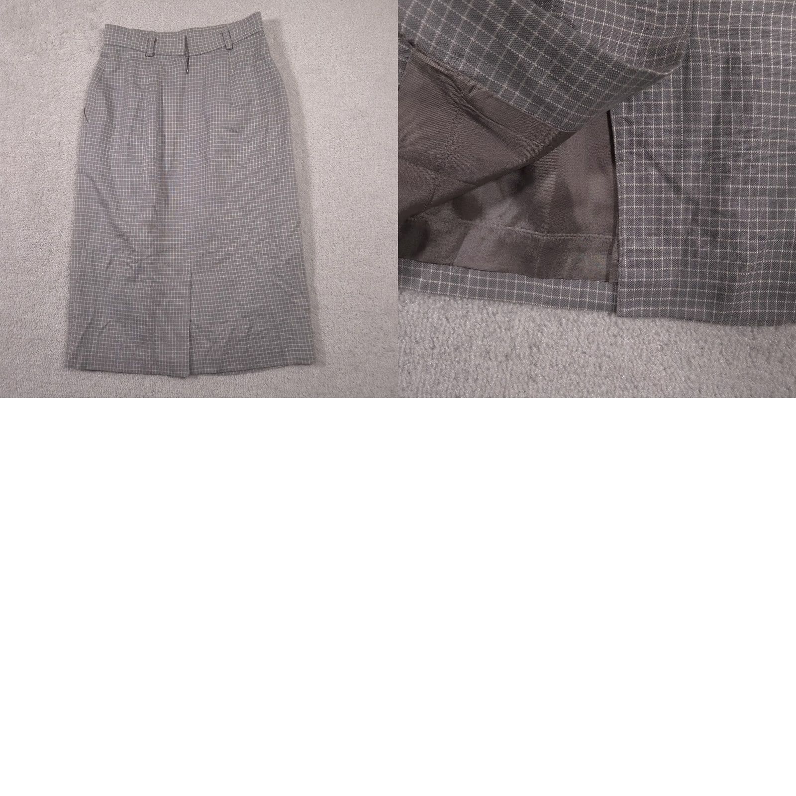 Evan Picone VINTAGE Evan Picone Petites Skirt Womens 4 Petite Gray Plaid Midi Career 80s Size 27" / US 4 / IT 40 - 9 Thumbnail