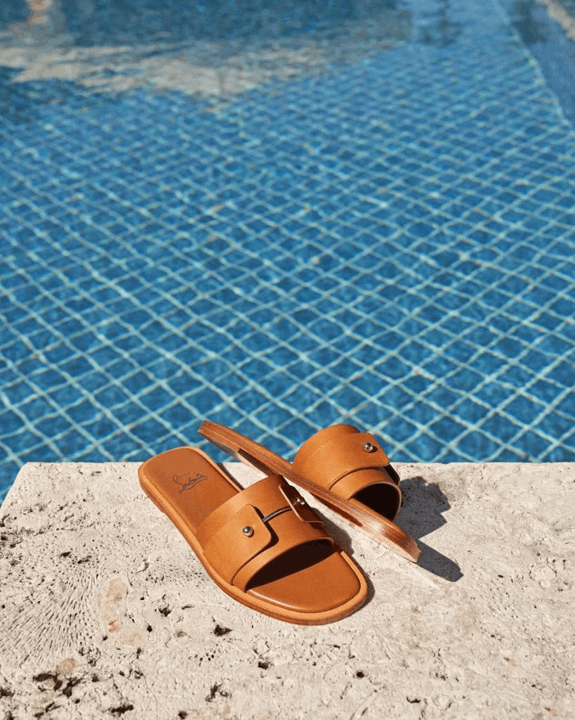 Christian Louboutin Chambelimule Donna Flat Tera Brown Leather Slide Sandal 36 Size US 6 / IT 36 - 7 Thumbnail