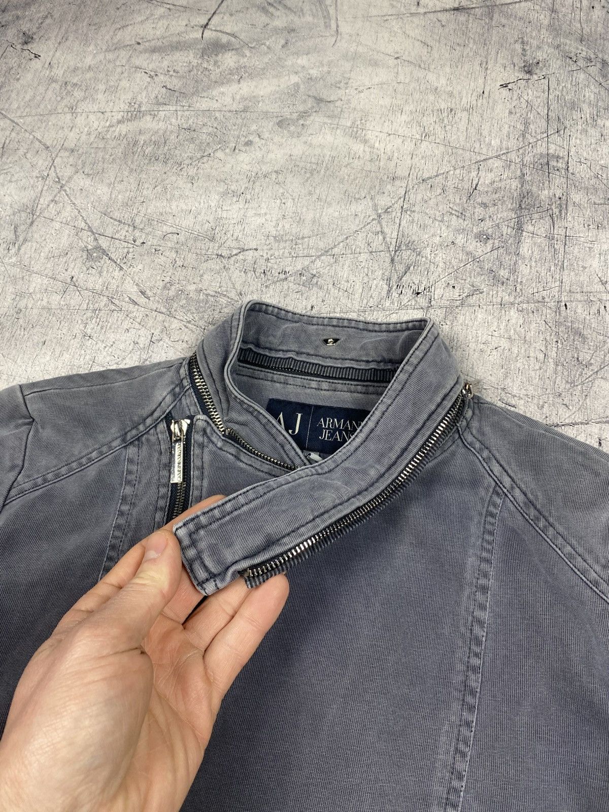Armani Armani Jeans Grey Asymmetrical Biker Motorcycle Jacket Y2K Size XL / US 12-14 / IT 48-50 - 10 Thumbnail