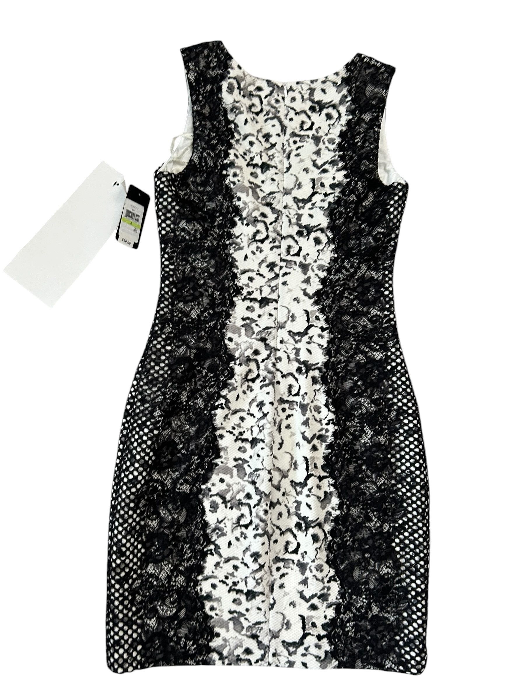 Guess GUESS Sz. 4 Black White Lace Bodycon Mini Dress Size S / US 4 / IT 40 - 4 Thumbnail