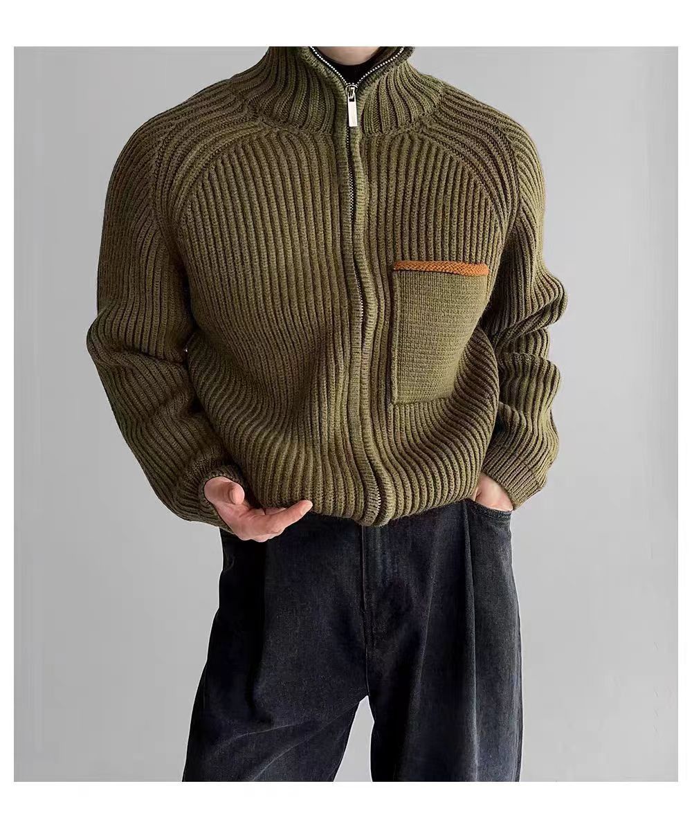 Japanese Brand Vintage Green Double Zipper Knit Stand-Up XL Jacket Coat Size US XL / EU 56 / 4 - 2 Thumbnail
