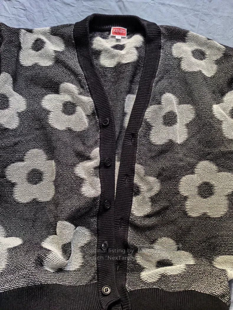 Kenzo Kenzo All-Over Print Casual Open Front V-Neck Knit Sweater Size US XL / EU 56 / 4 - 1 Thumbnail