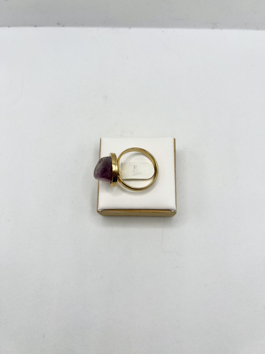 Handmade Amethyst Gold Stainless Steel Ring - size 7.5 Size ONE SIZE - 3 Thumbnail