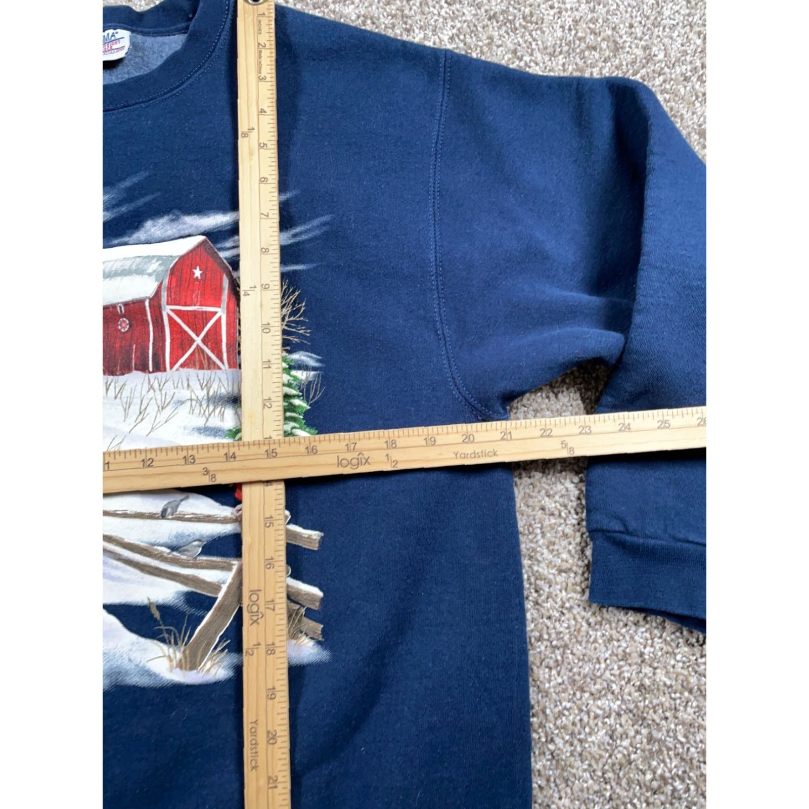 Vintage VTG Pluma Scenic Bird Barn Outdoor Print Sweatshirt Adult Large Blue Heavyweight Size L / US 10 / IT 46 - 6 Thumbnail
