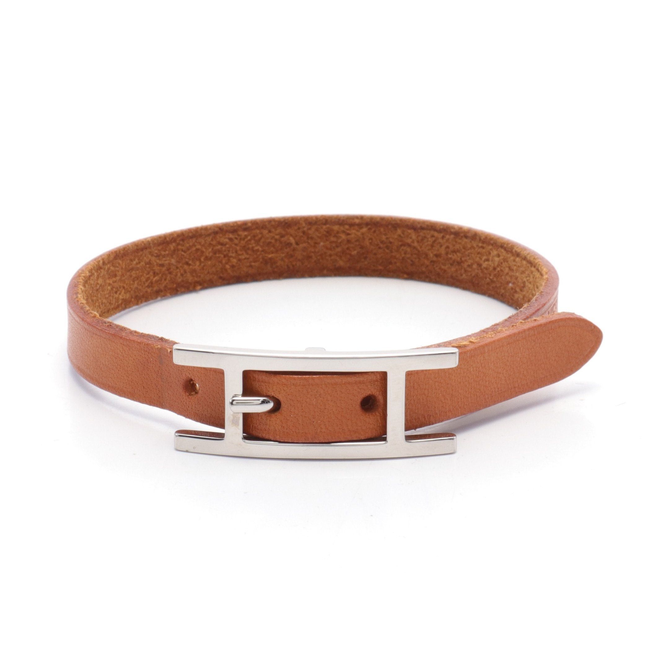 Hermes Hermes Api 3 Bracelet Leather Brown Silver Size ONE SIZE - 1 Thumbnail