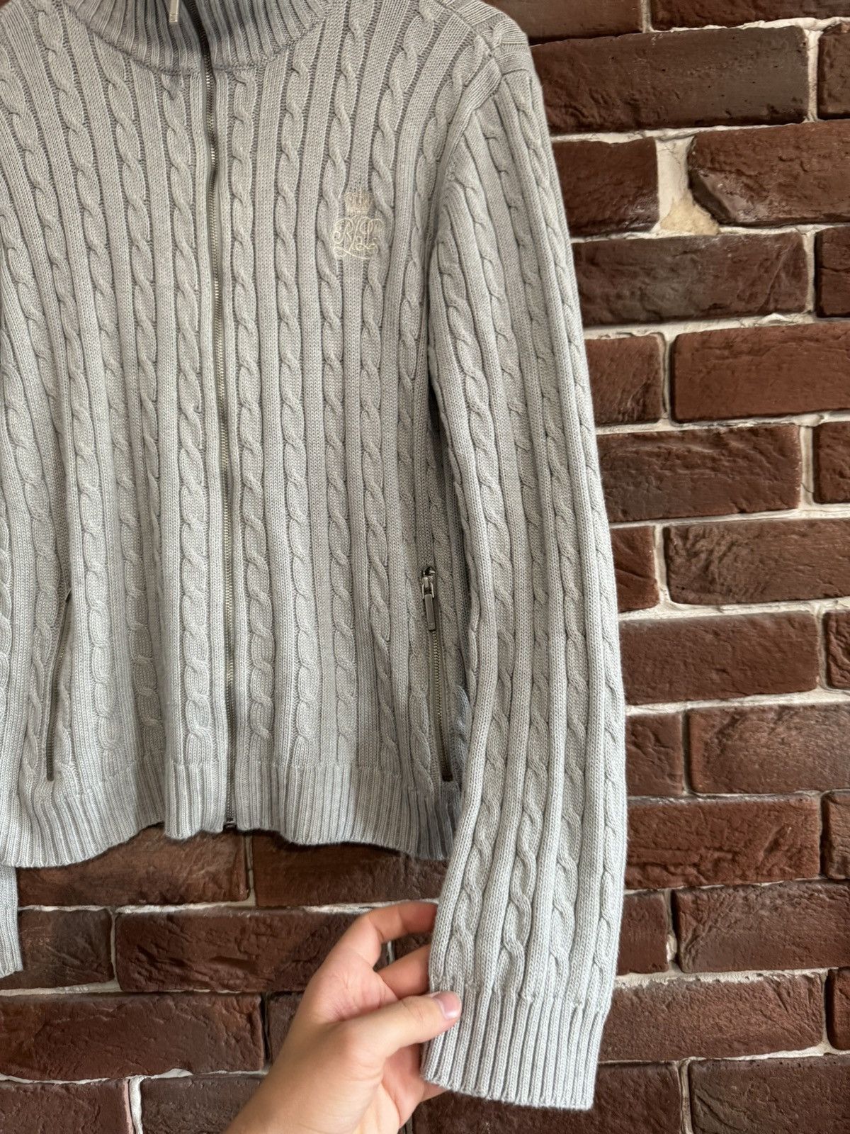 Ralph Lauren Women's Ralph Lauren Grey Cable Logo Knit Swearshirt M Size M / US 6-8 / IT 42-44 - 8 Thumbnail
