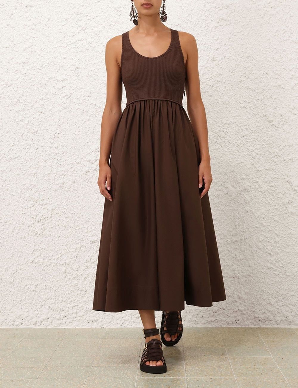 Zimmermann oc11z0226 Poplin Racer Dress In Brown Size XS / US 0-2 / IT 36-38 - 7 Thumbnail